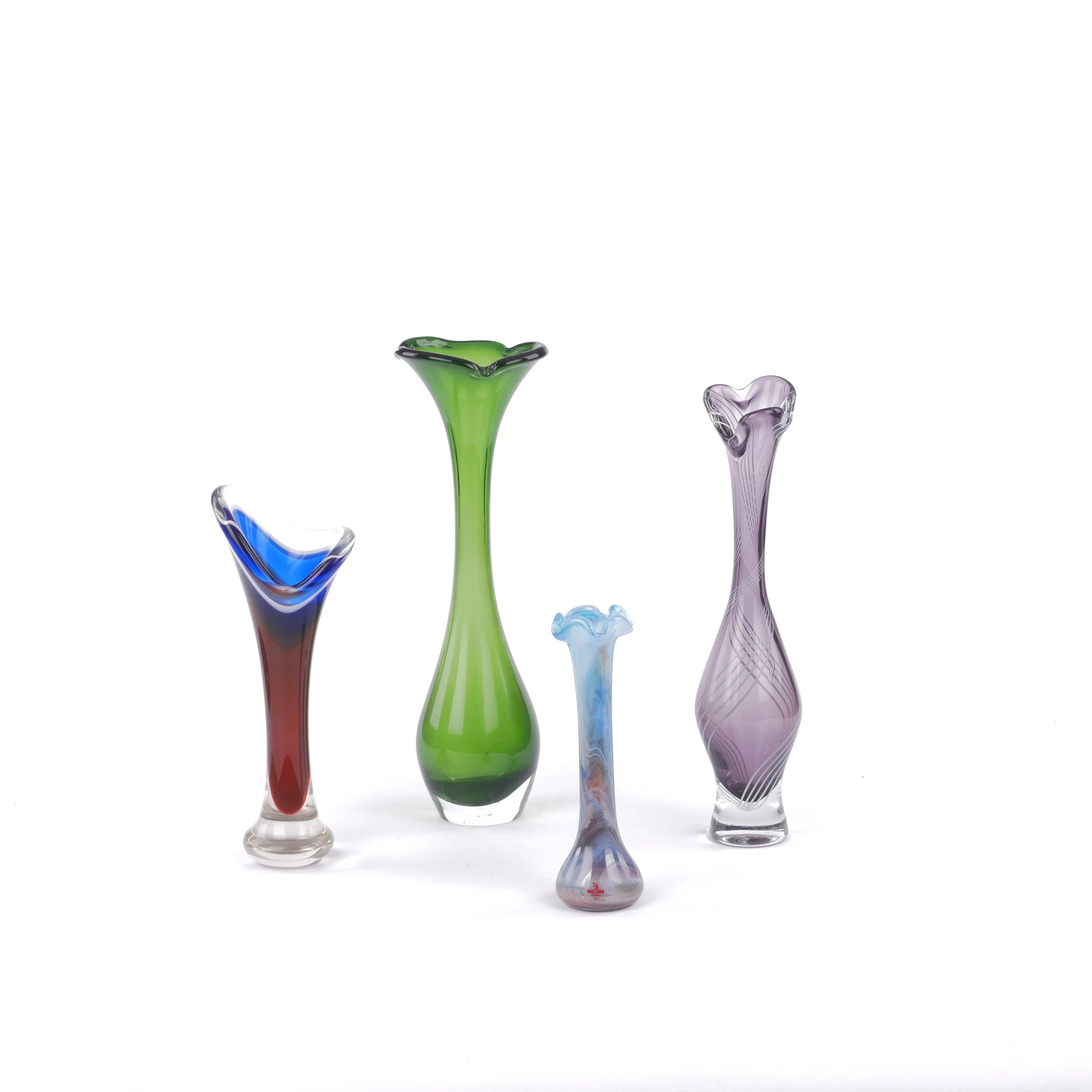 VASER/HUNDBEN, 4 st, glas, bla Flygsfors.