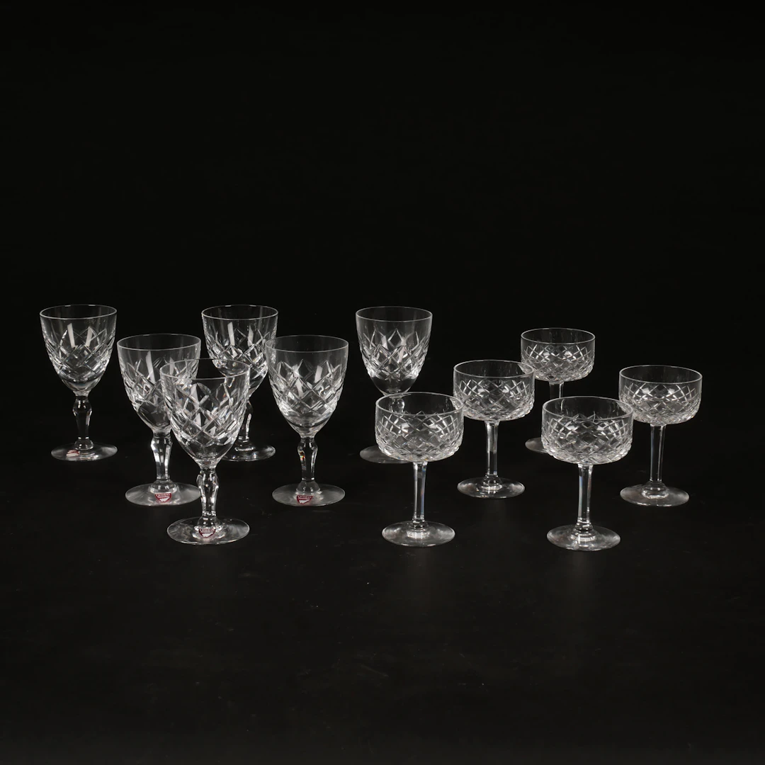 GLAS, 6+5 st, rutslipat kristallglas, Orrefors.