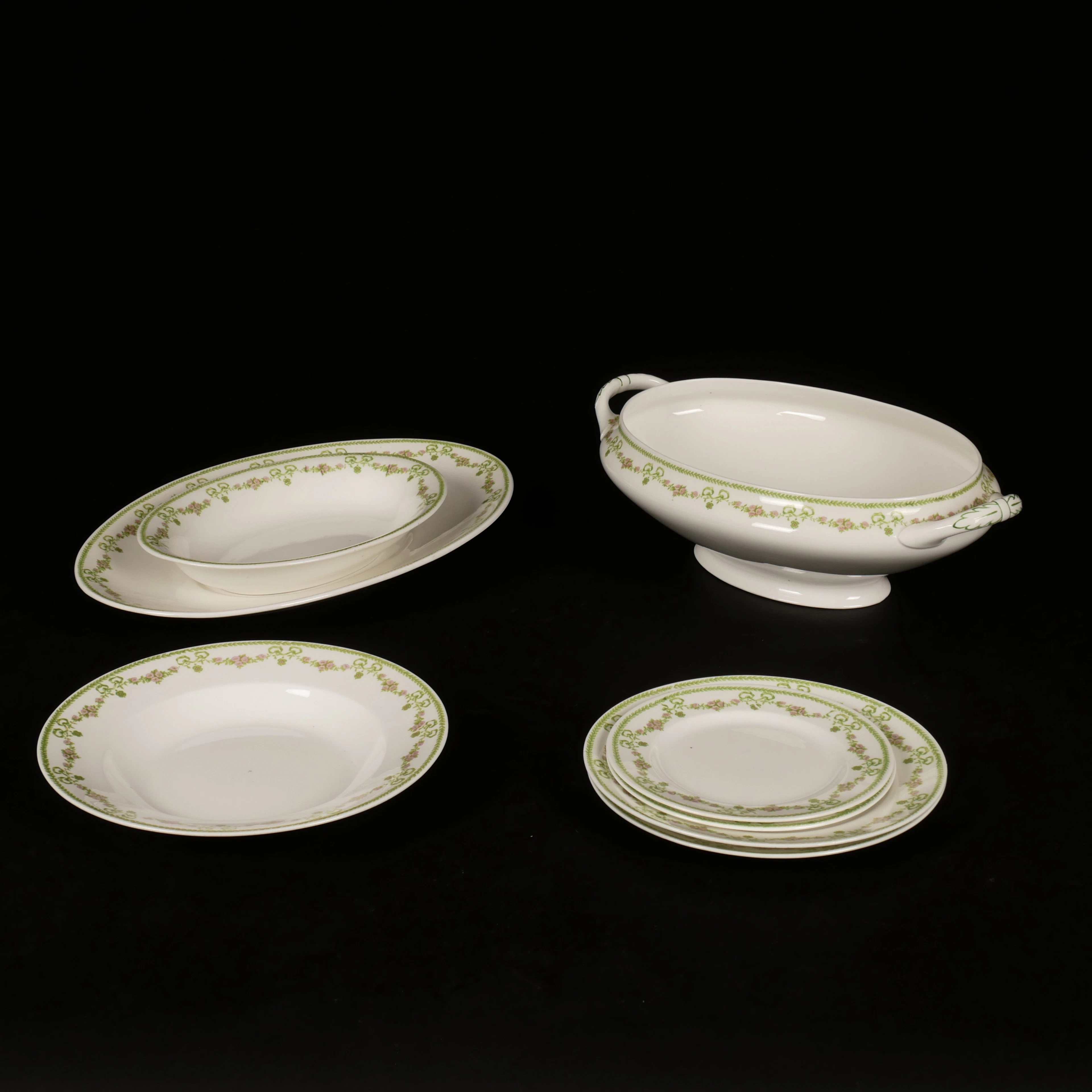 SERVISDELAR, 8 st, porslin, Gustavsberg, 1900-talets första del.
