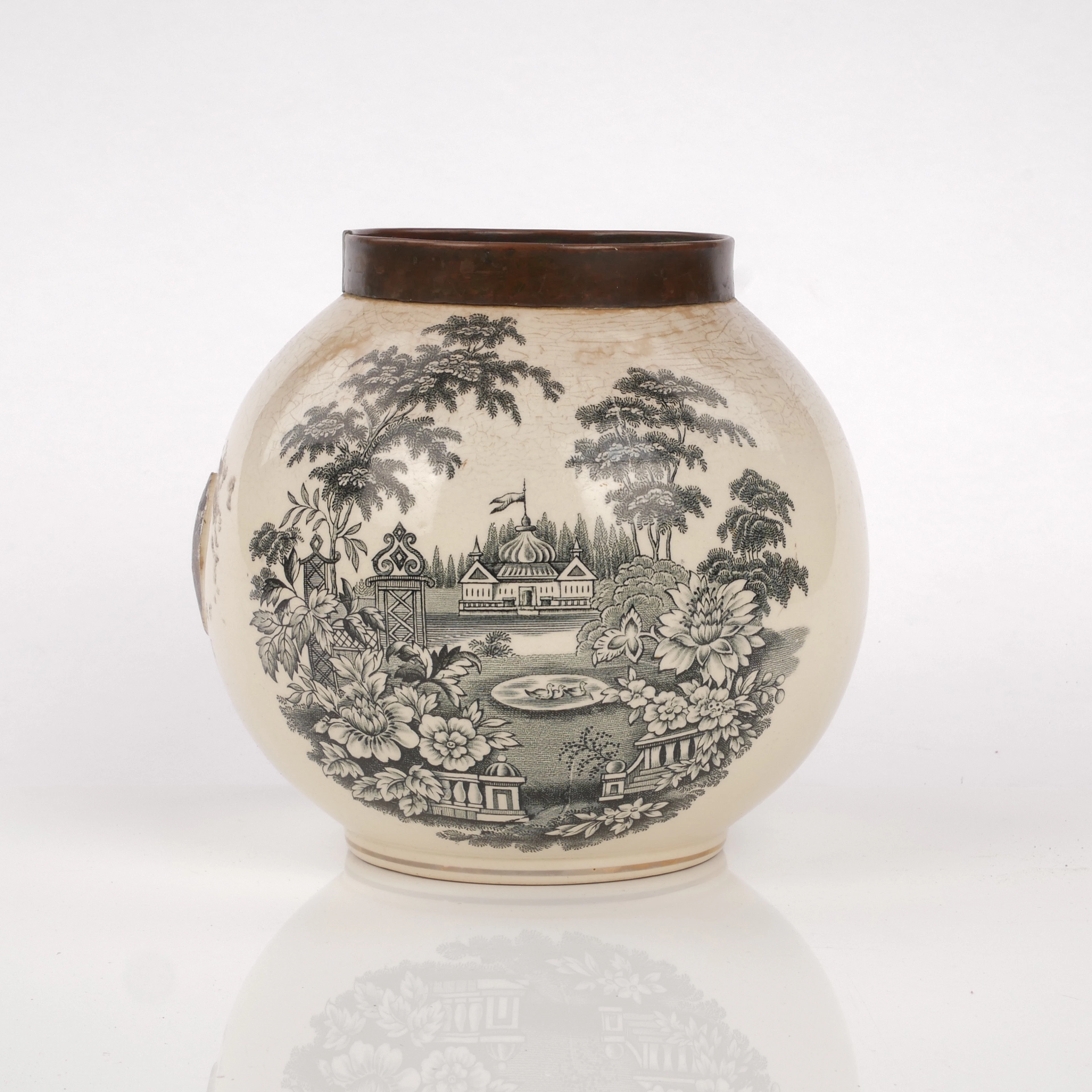 KRUKA, porslin och koppar, Rörstrand, 1800-talets sista del.
