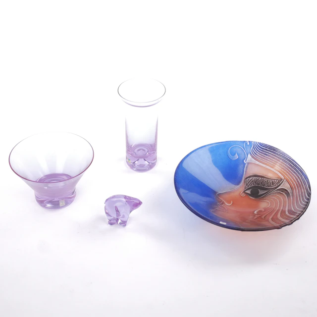 FAT, ISBJÖRN, VAS, SKÅL. 4 delar glas, Målerås.