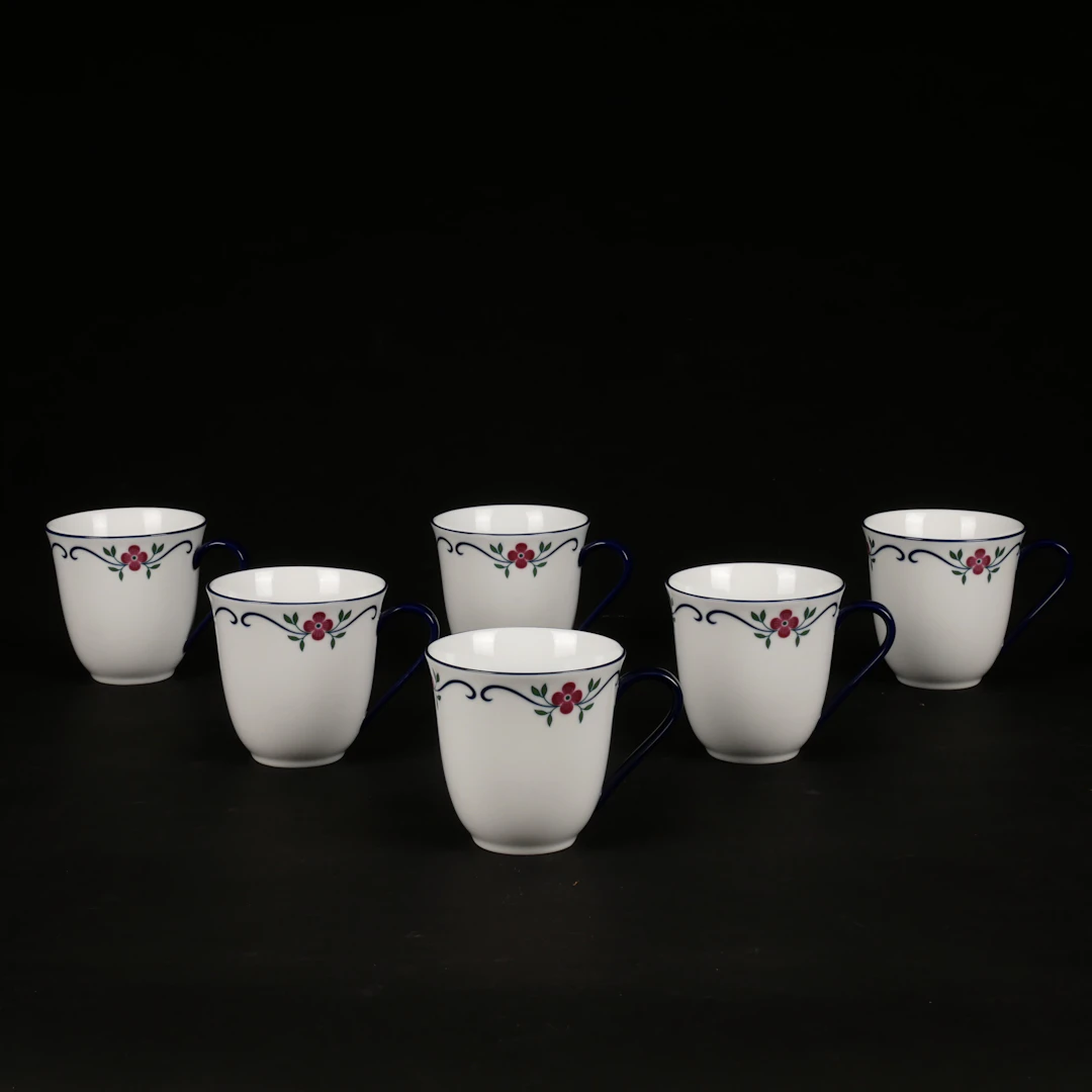 PIA RÖNNDAHL. Kaffemuggar, 6 st, "Sundborn", porslin, Rörstrand.