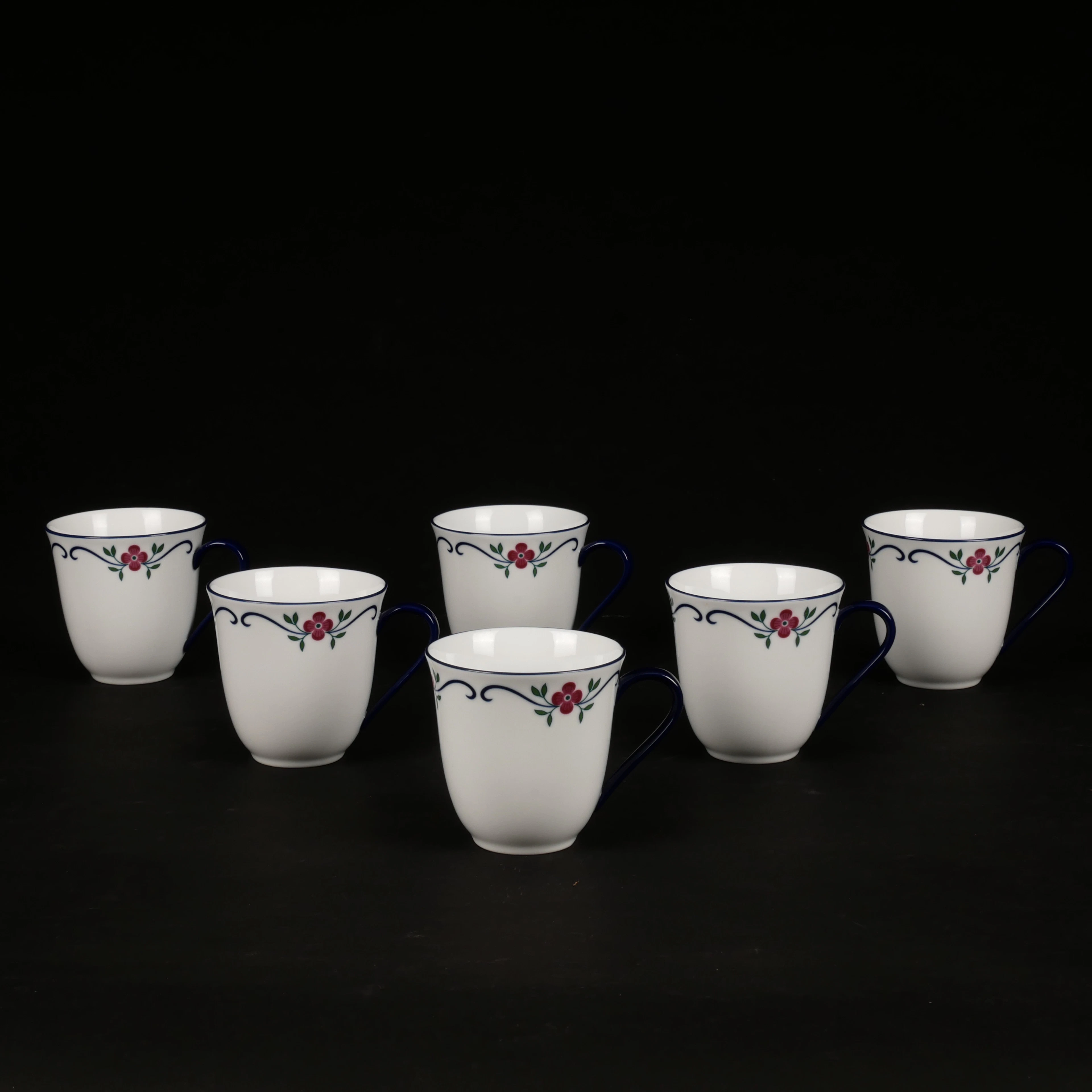 PIA RÖNNDAHL. Kaffemuggar, 6 st, "Sundborn", porslin, Rörstrand.