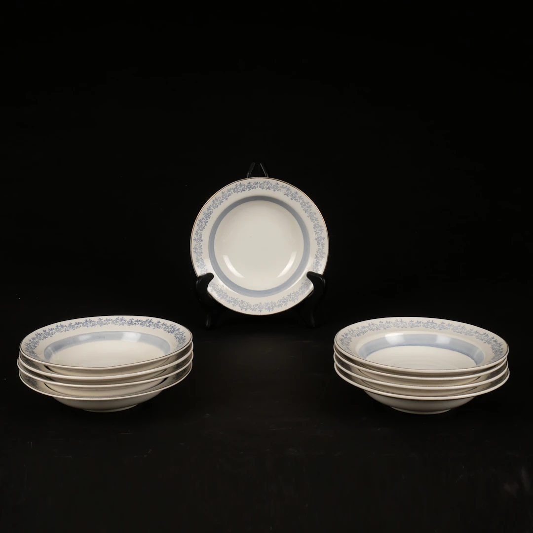 DJUPA TALLRIKAR, 9 st, "Rosmarin", porslin, Upsala Ekeby, 1950/60-tal.