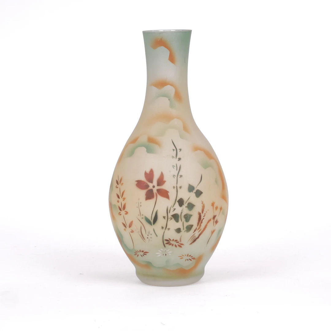 GOLVVAS, blomdekor, frostat glas, 1900-talets första hälft.