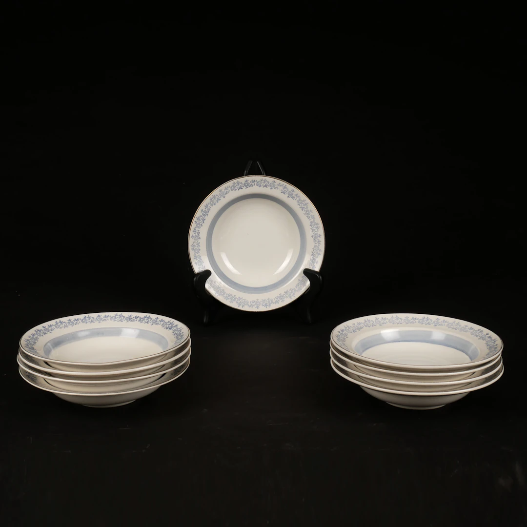 DJUPA TALLRIKAR, 9 st, "Rosmarin", porslin, Upsala Ekeby, 1950/60-tal.