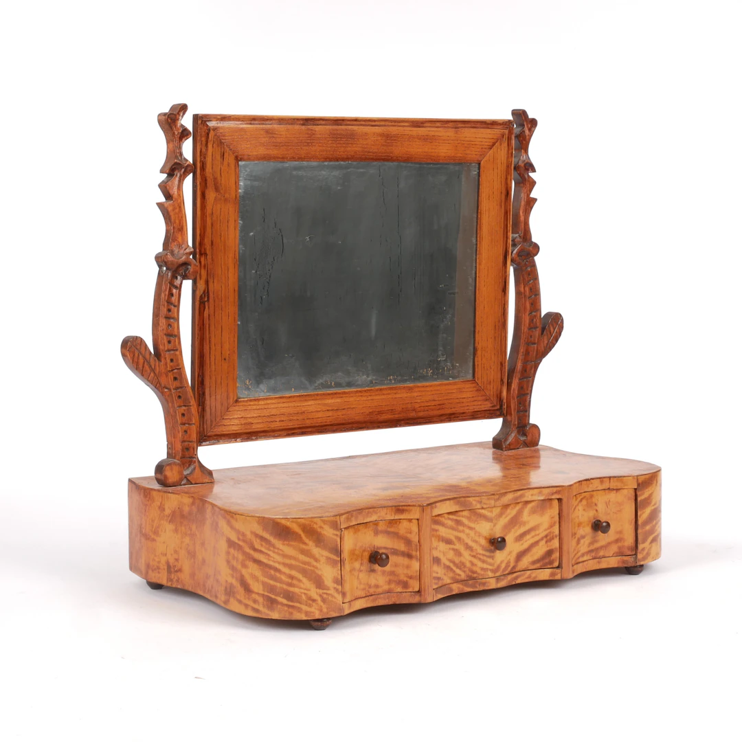 LÅDSPEGEL, sk "Pigtittare", 3 lådig, 1800-tal.
