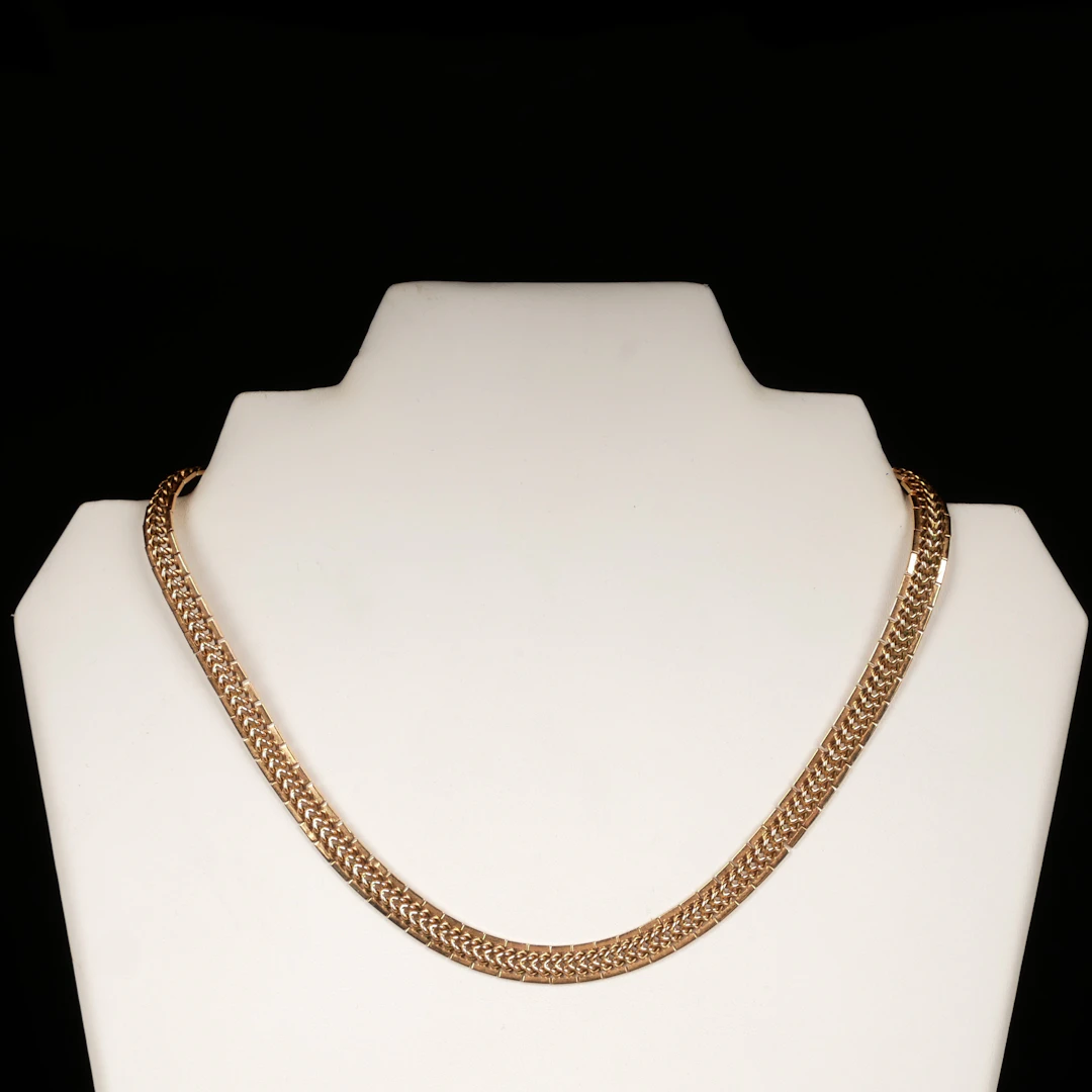 COLLIER, fiskbenslänk, 18K guld.