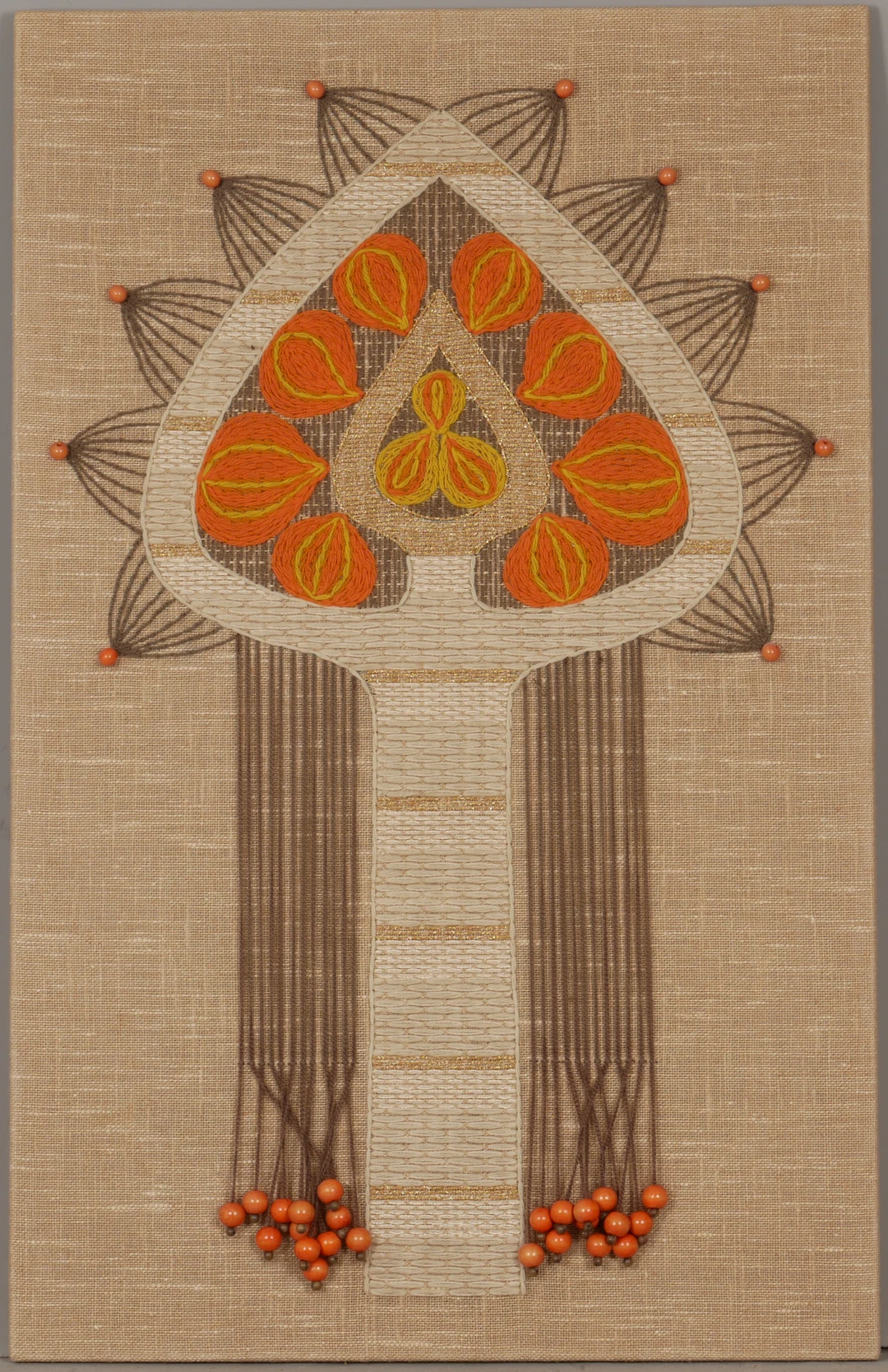 VÄGGBONAD, textil med kulor, Nordiskas design, Sverige, 1960/70-tal.