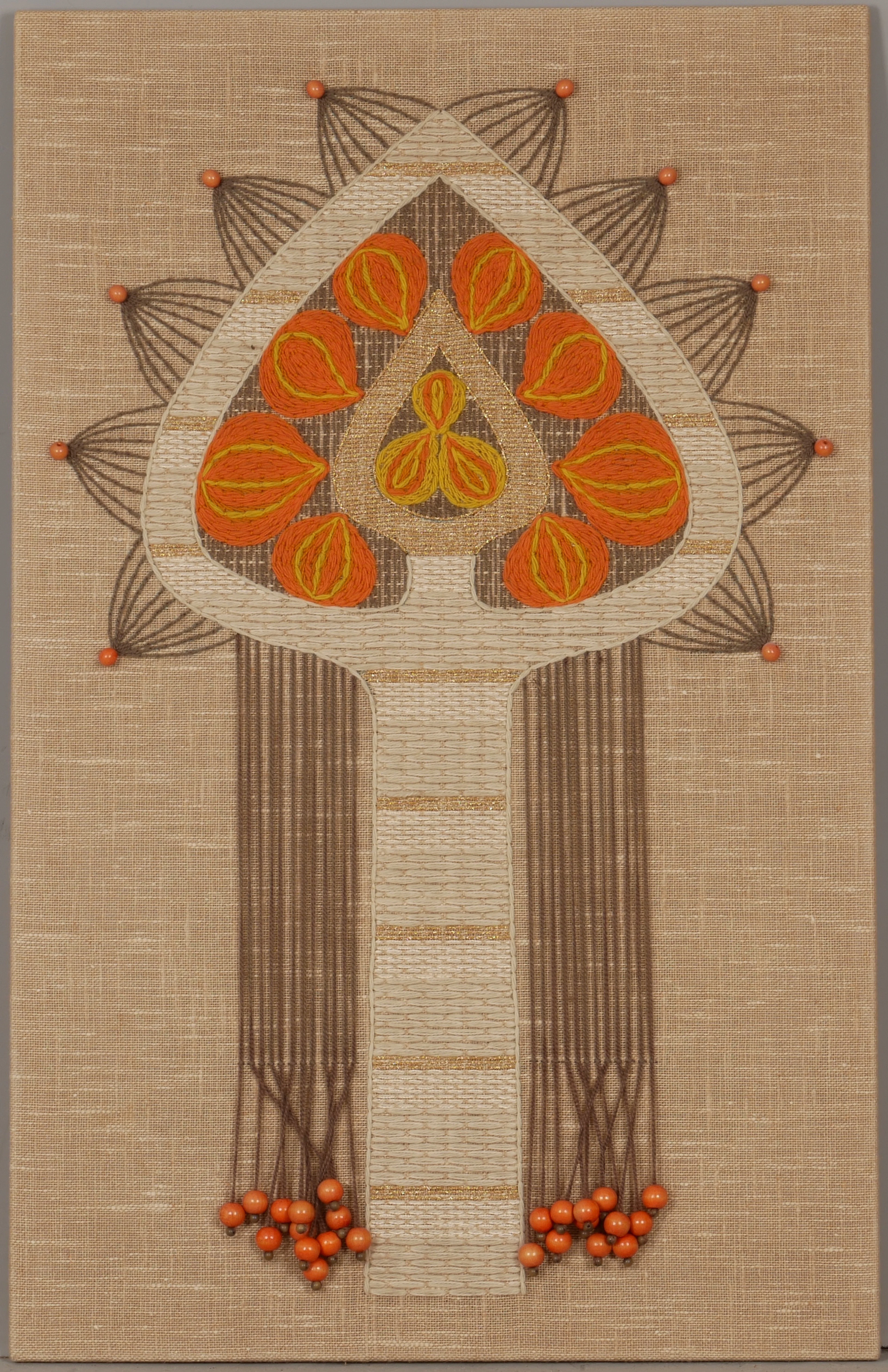 VÄGGBONAD, textil med kulor, Nordiskas design, Sverige, 1960/70-tal.
