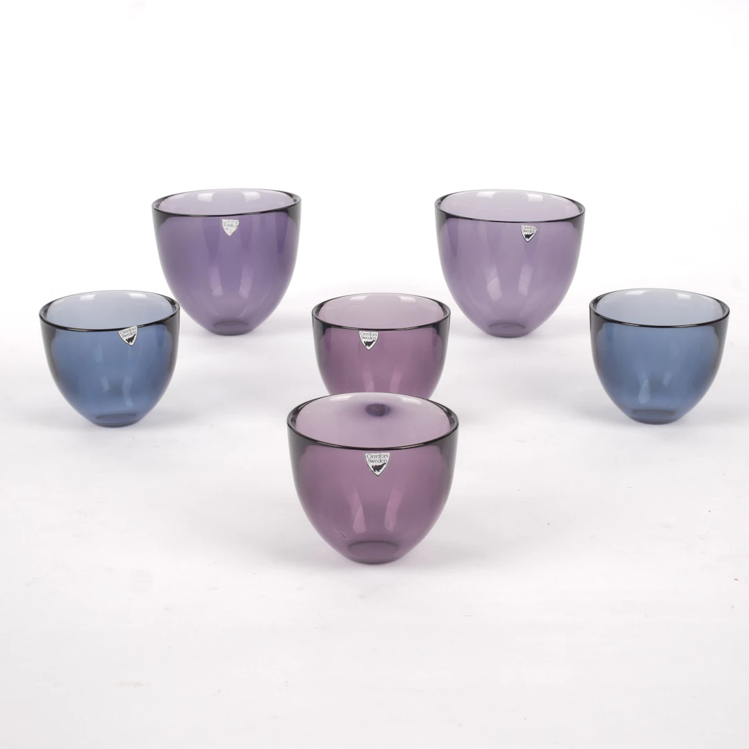 LENA BERGSTRÖM. Skålar, 6 st, "Pastillo", glas, Orrefors.