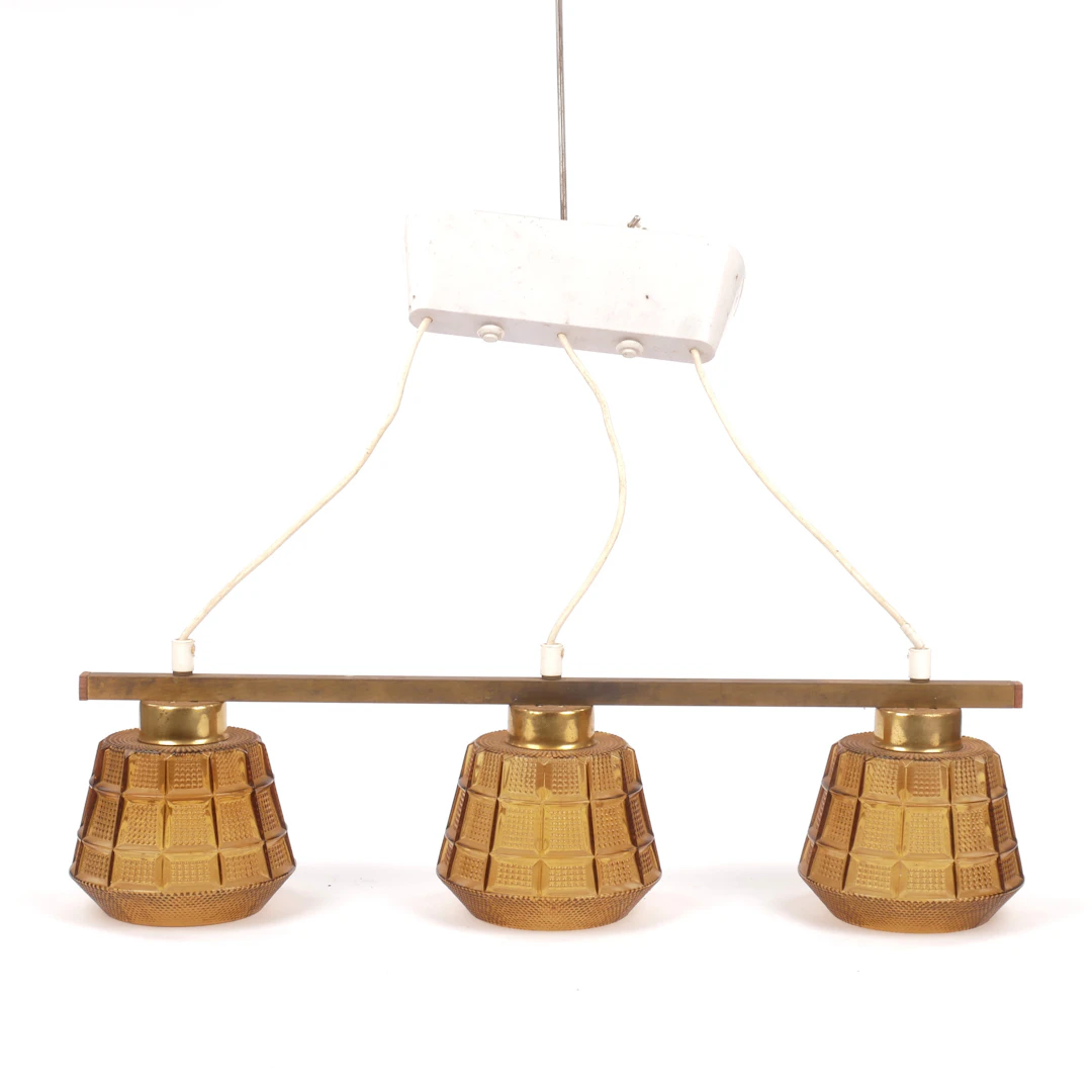 TAKLAMPA, glas och mässing, 1960/70-tal.