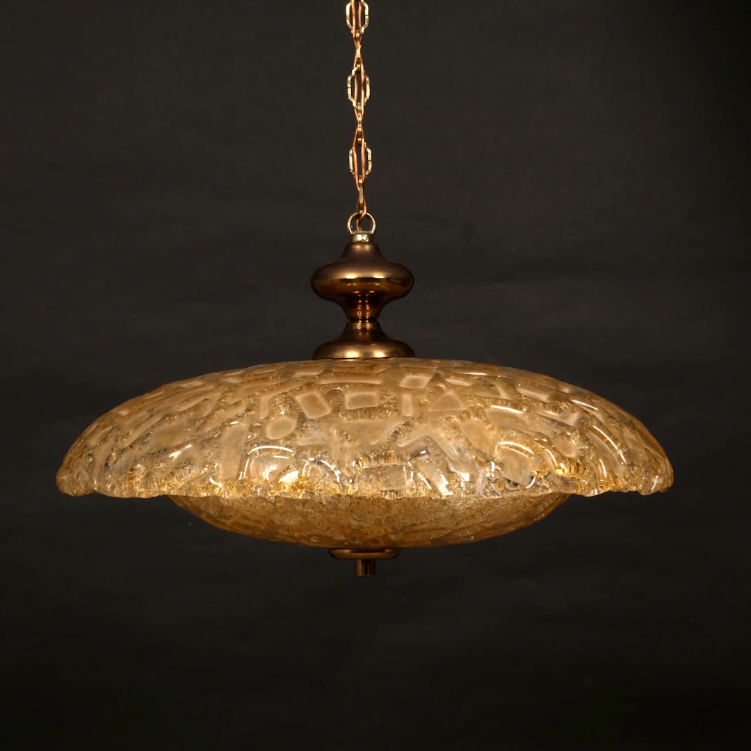TAKLAMPA, UFO-modell, bärnstensfärgat glas, Lival, Finland, 1900-talets