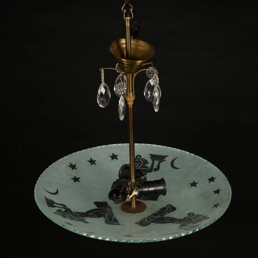 TAKLAMPA, Swedish Grace, råglas, 1930-tal.