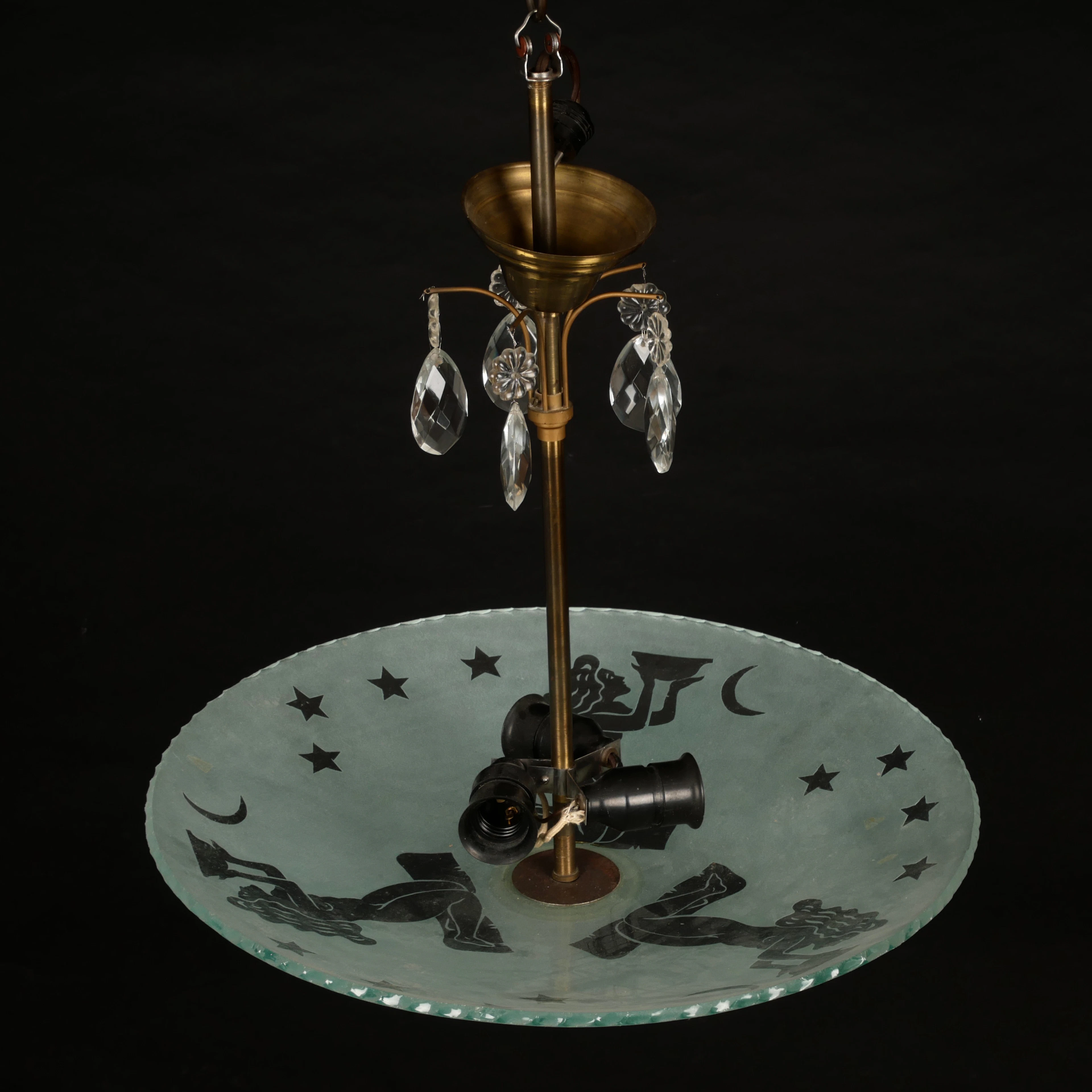 TAKLAMPA, Swedish Grace, råglas, 1930-tal.