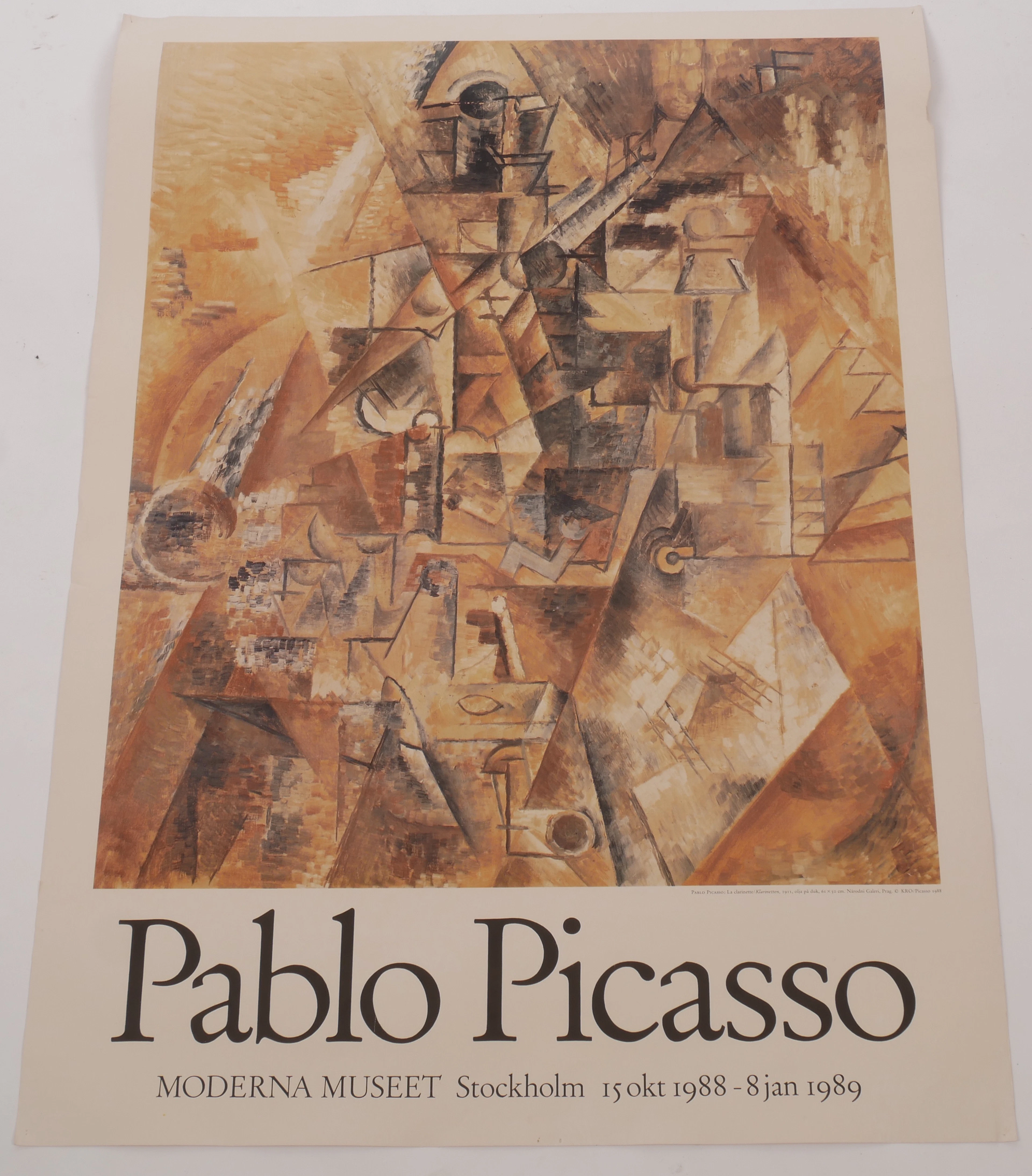 PABLO PICASSO. EFTER. Utställningsaffisch, "Klarinetten", tryck, Moderna
