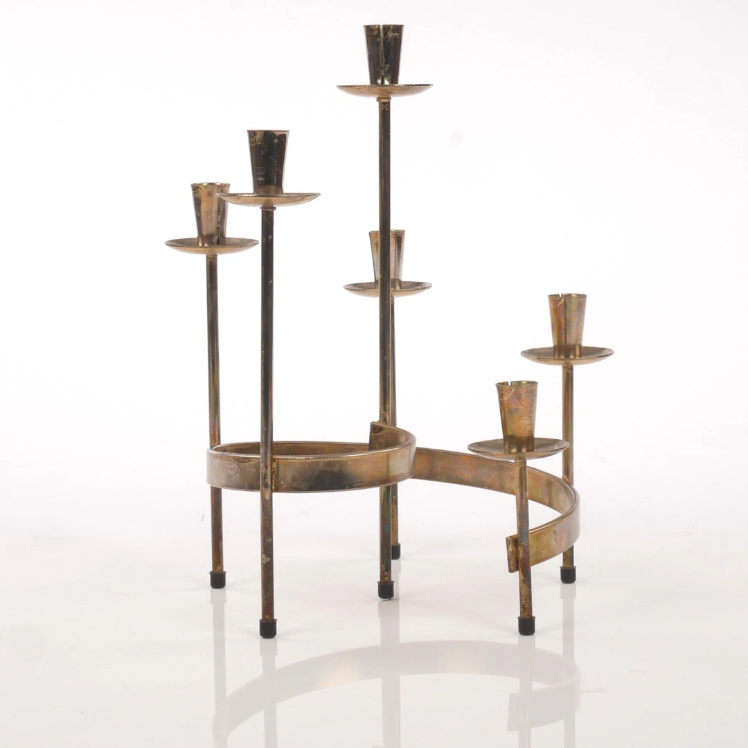 LJUSSTAKE, metall, "Spiral", sannolikt Harry Boström, för Bo Svensk Produkt.