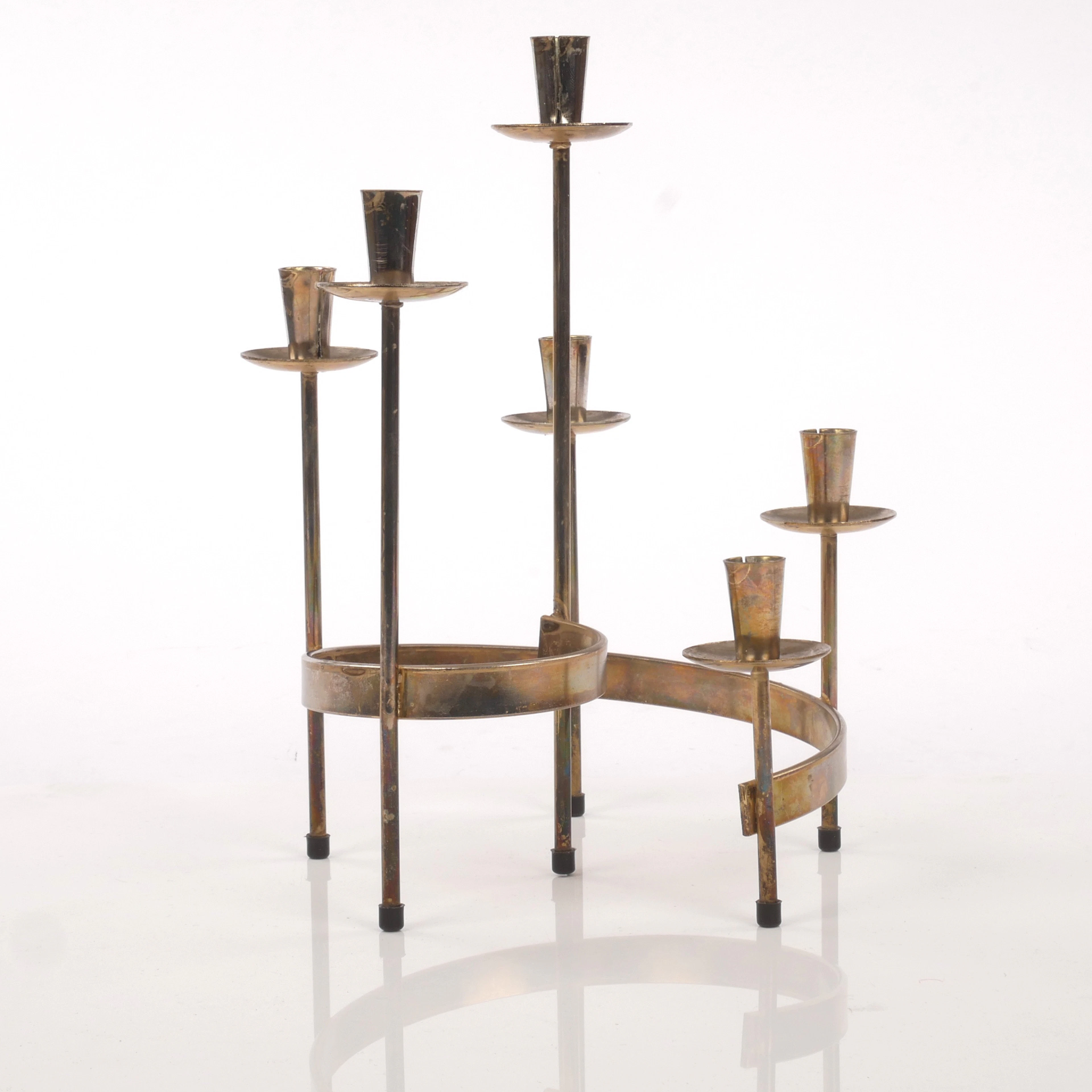 LJUSSTAKE, metall, "Spiral", sannolikt Harry Boström, för Bo Svensk Produkt.
