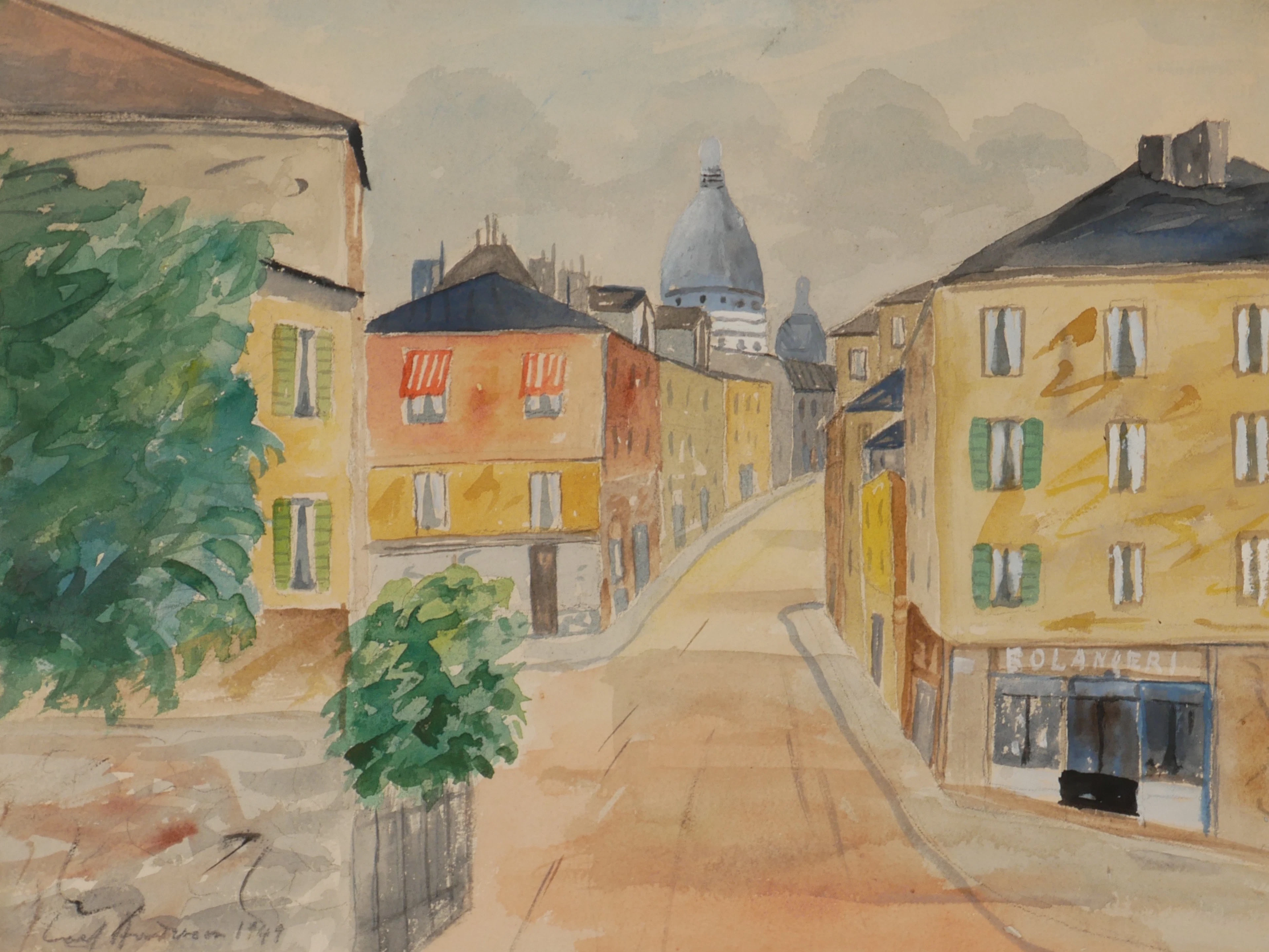 CARL ANDERSSON. Motiv från Paris, akvarell, signerad Carl Andersson 1949.