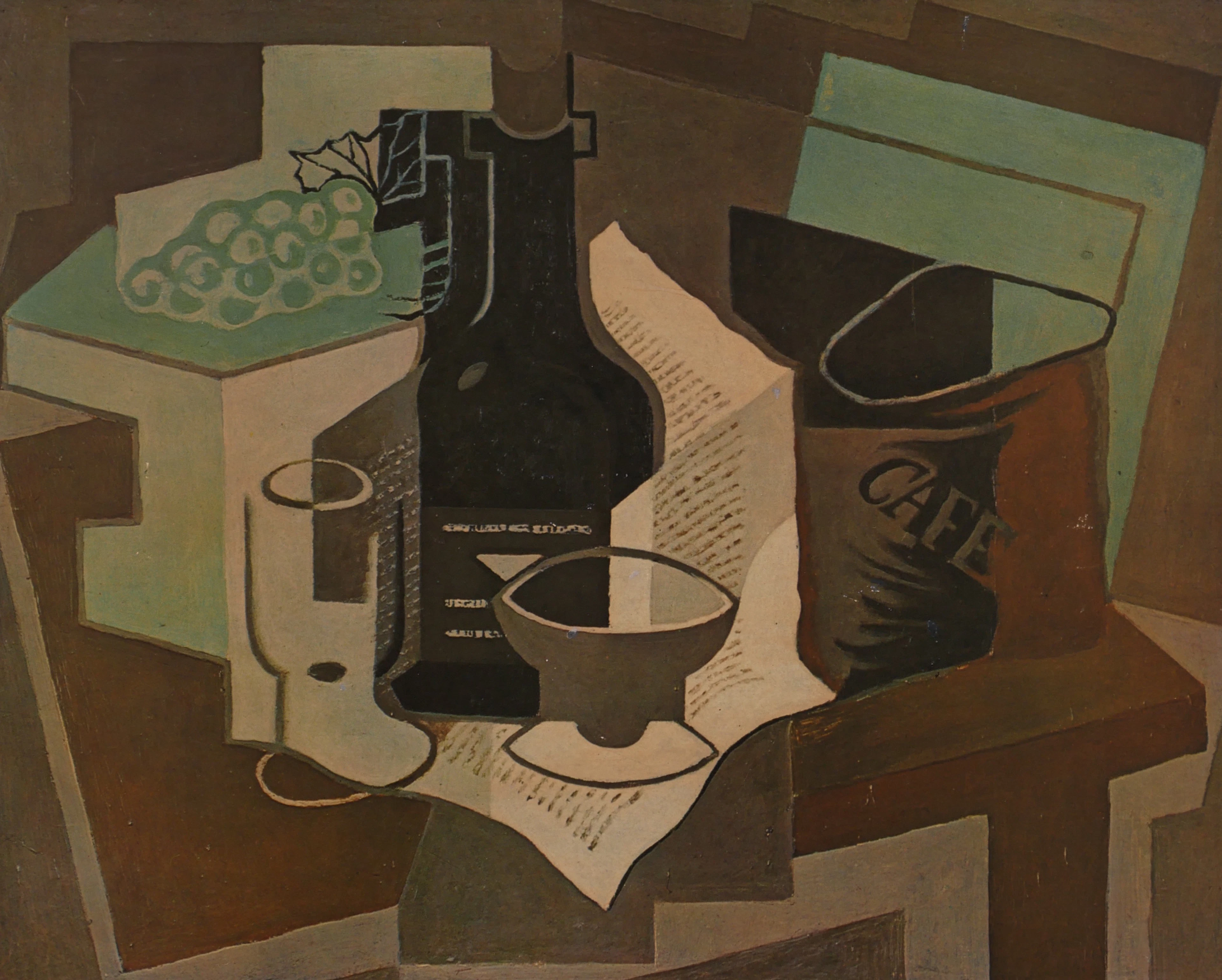JUAN GRIS. EFTER. "Le Sac De Café", kubistiskt stilleben, tryck.