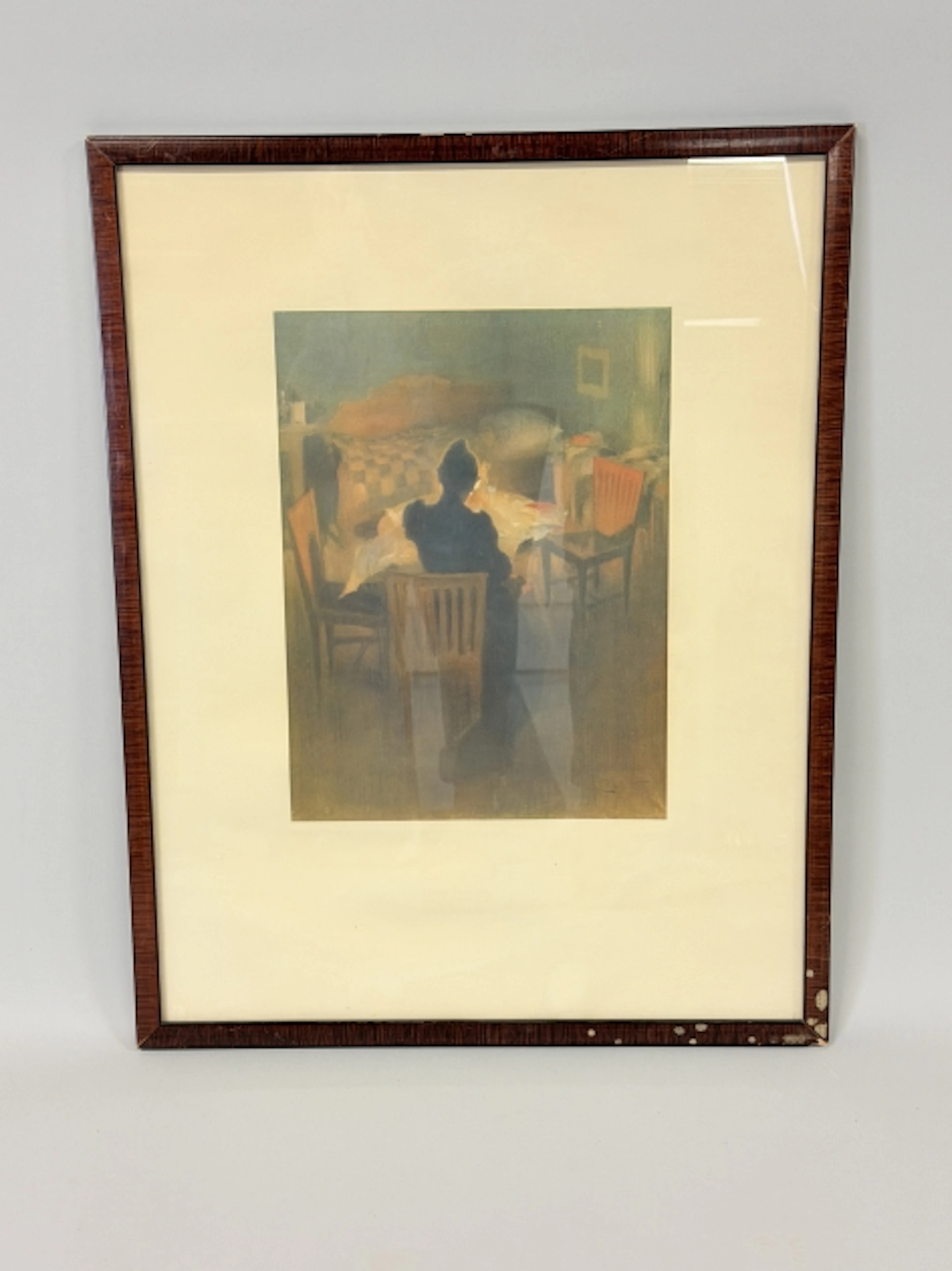 Tavla, reproduktion av Carl Larsson "Kring aftonlampan"