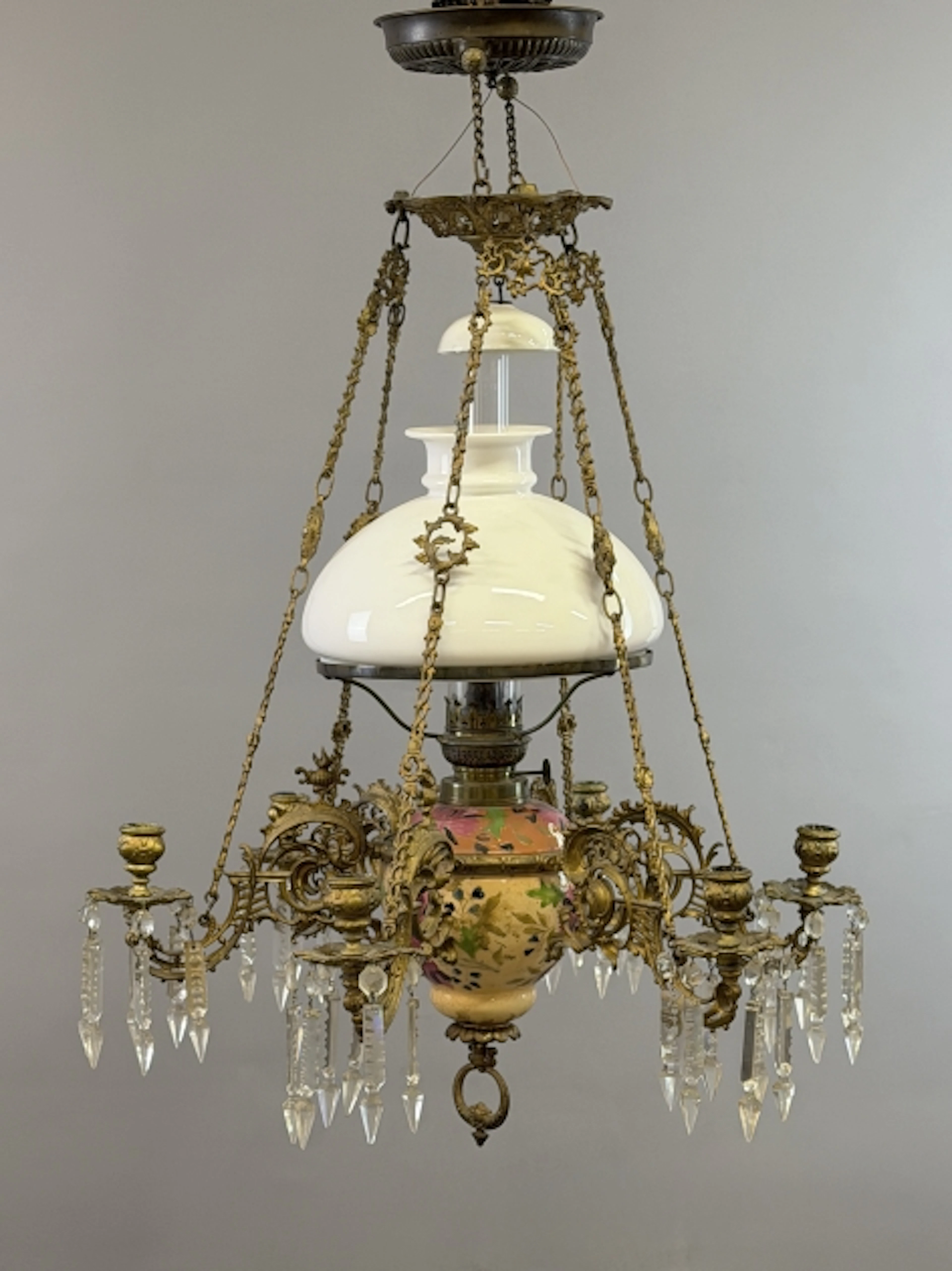 TAKFOTOGENLAMPA, majolika, gjutgärn, sekelskiftet.