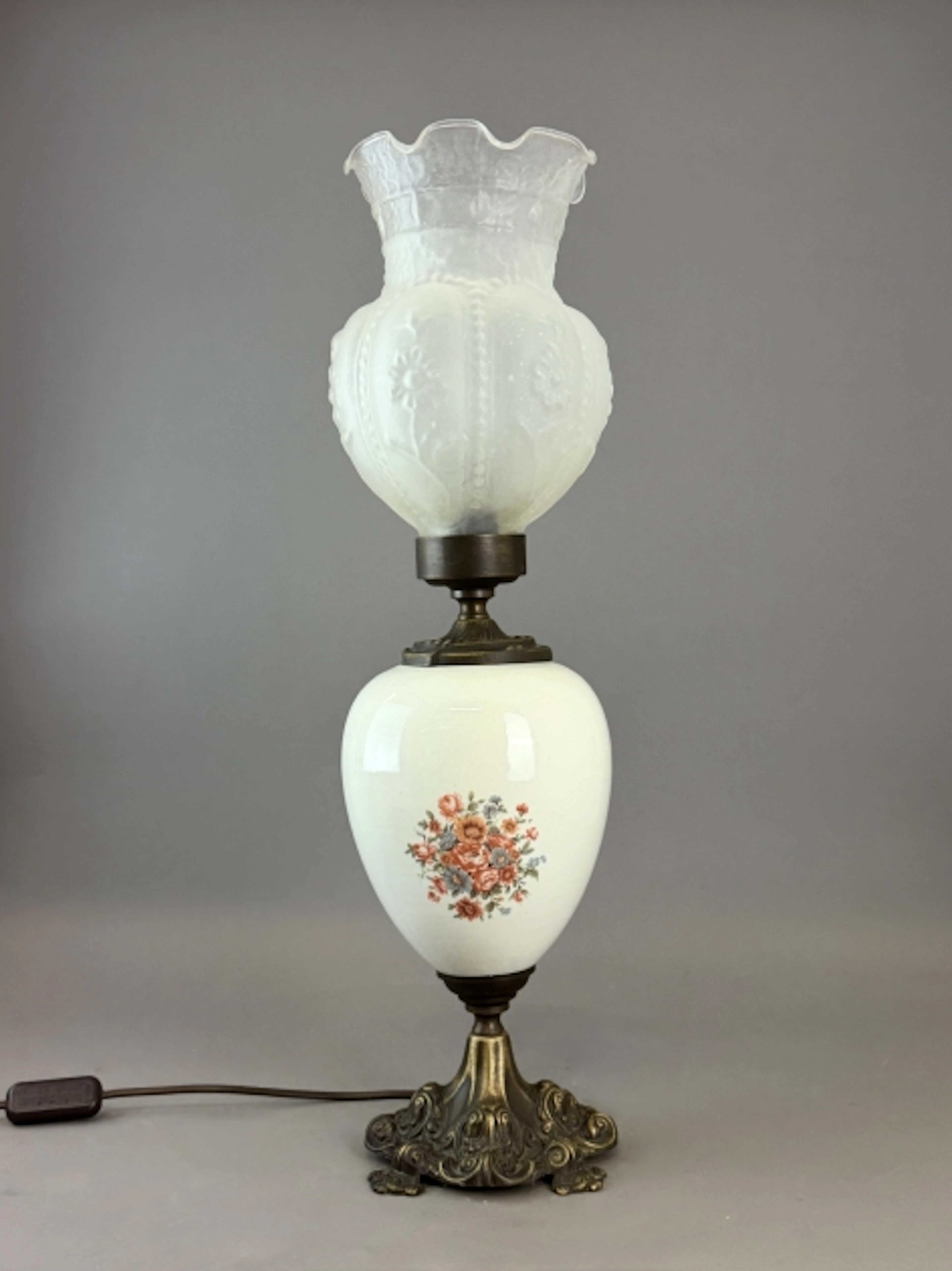 BORDSLAMPA, metall, glas och porslin