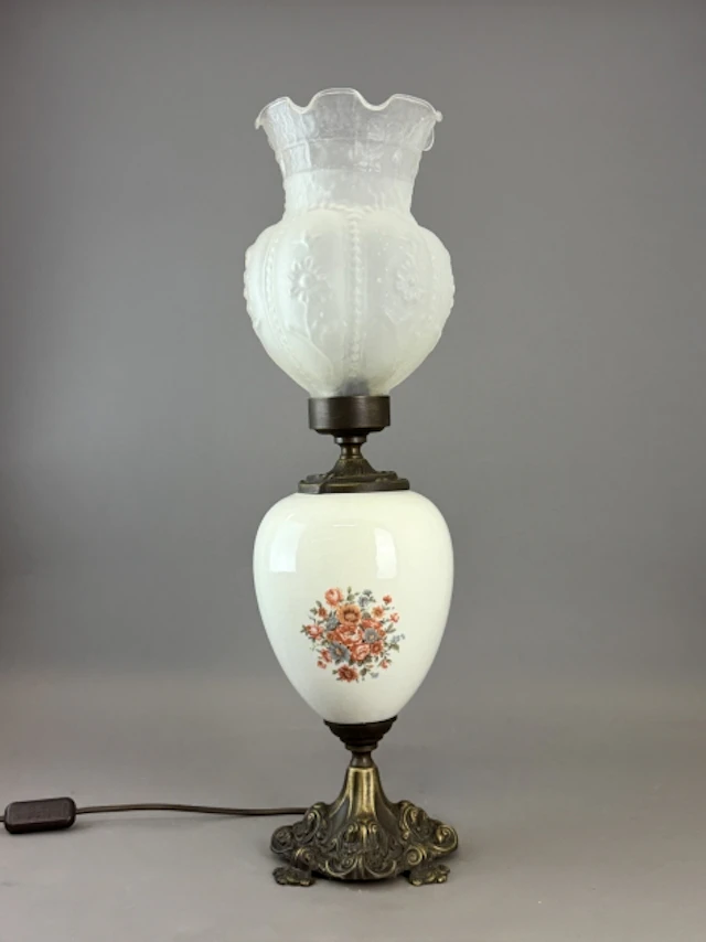 BORDSLAMPA, metall, glas och porslin
