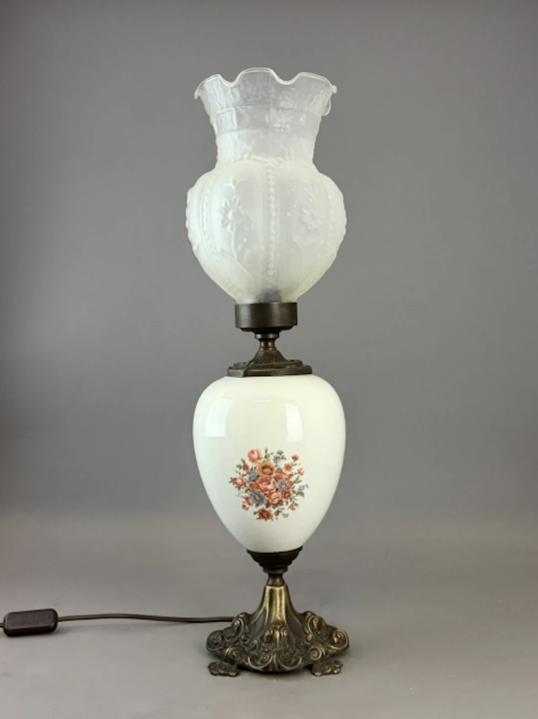 BORDSLAMPA, metall, glas och porslin