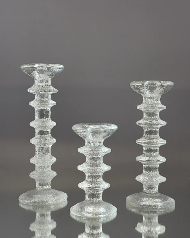 TIMO SARPANEVA, " Festivo", ljusstakar i glas Iittala, 3 st