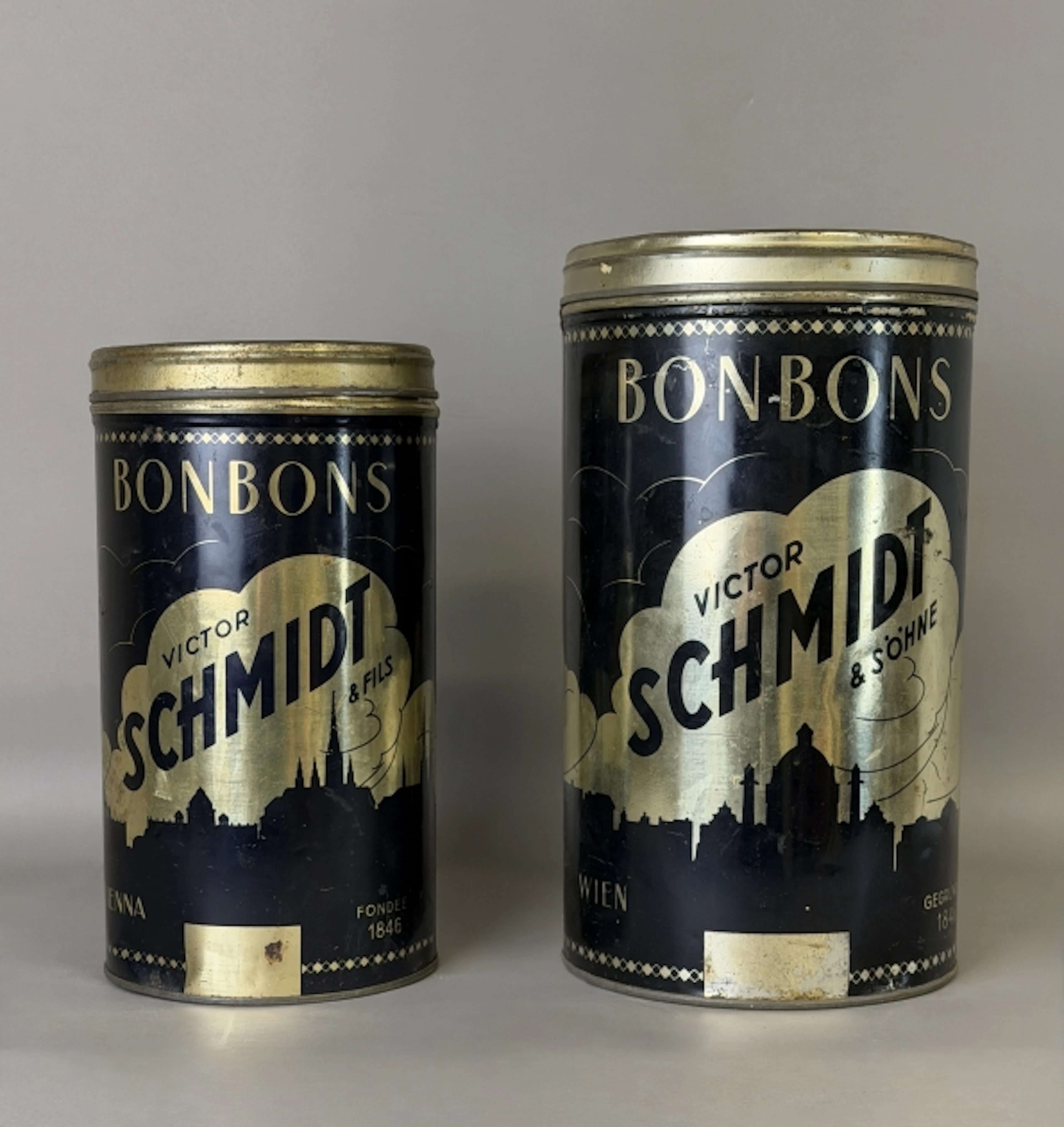 PLÅTBURKAR 2st, "Bonbons" Victor Schmidt & Söhne