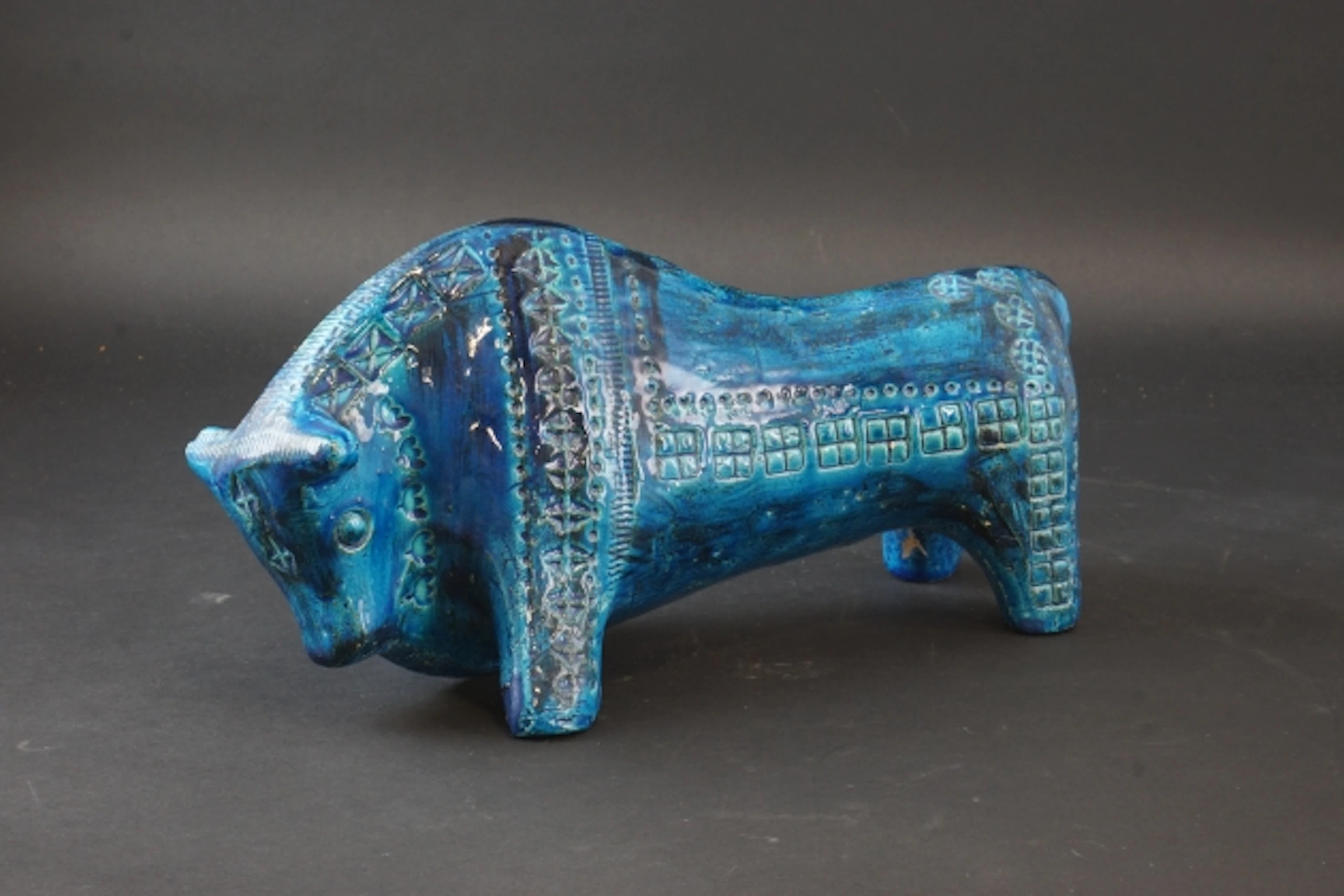 Tjur Figurin, Bitossi "Rimini Blue" Aldo Londi, Italien 1970-tal