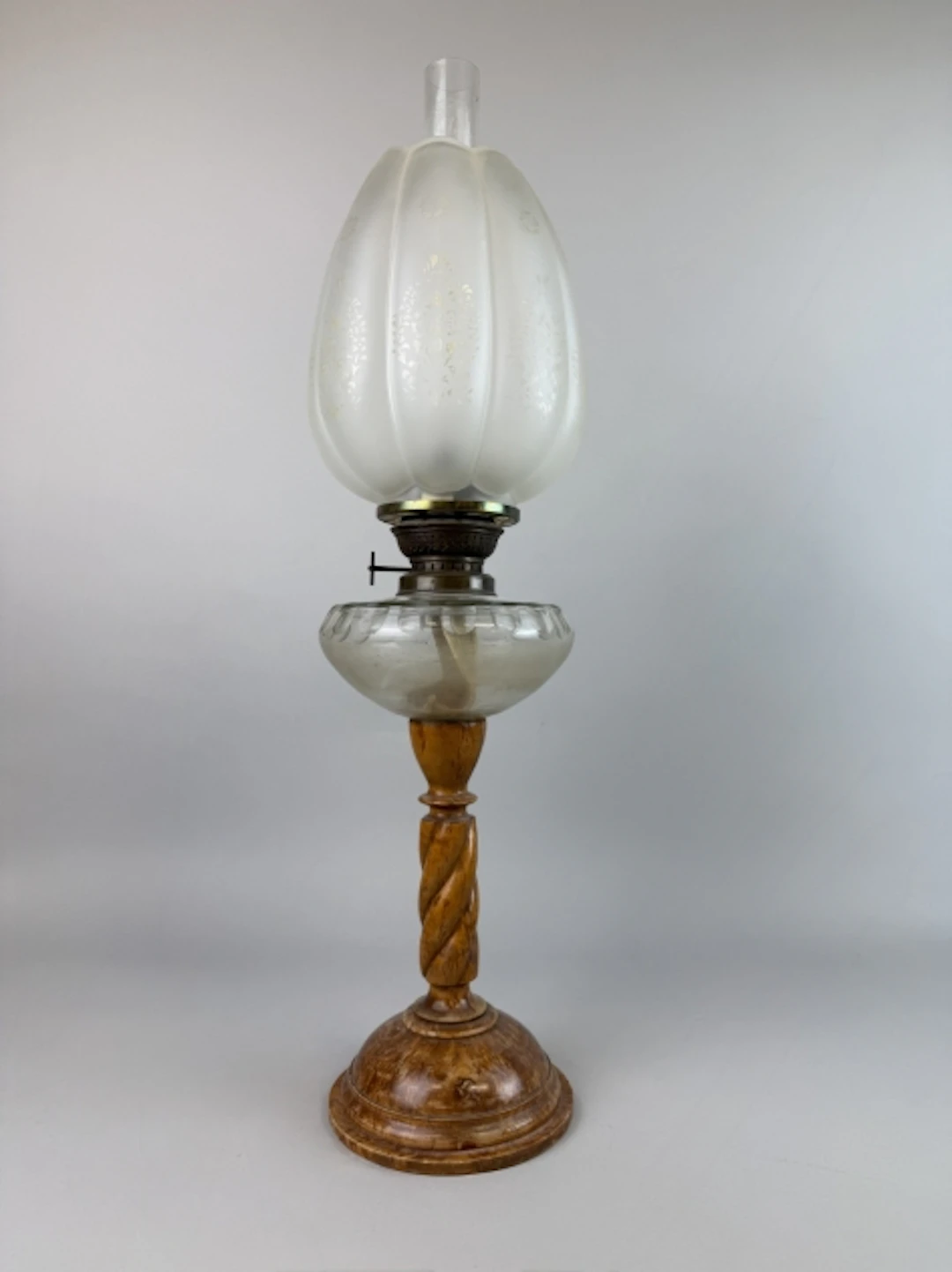 BORDSFOTOGENLAMPA, glas, träfot
