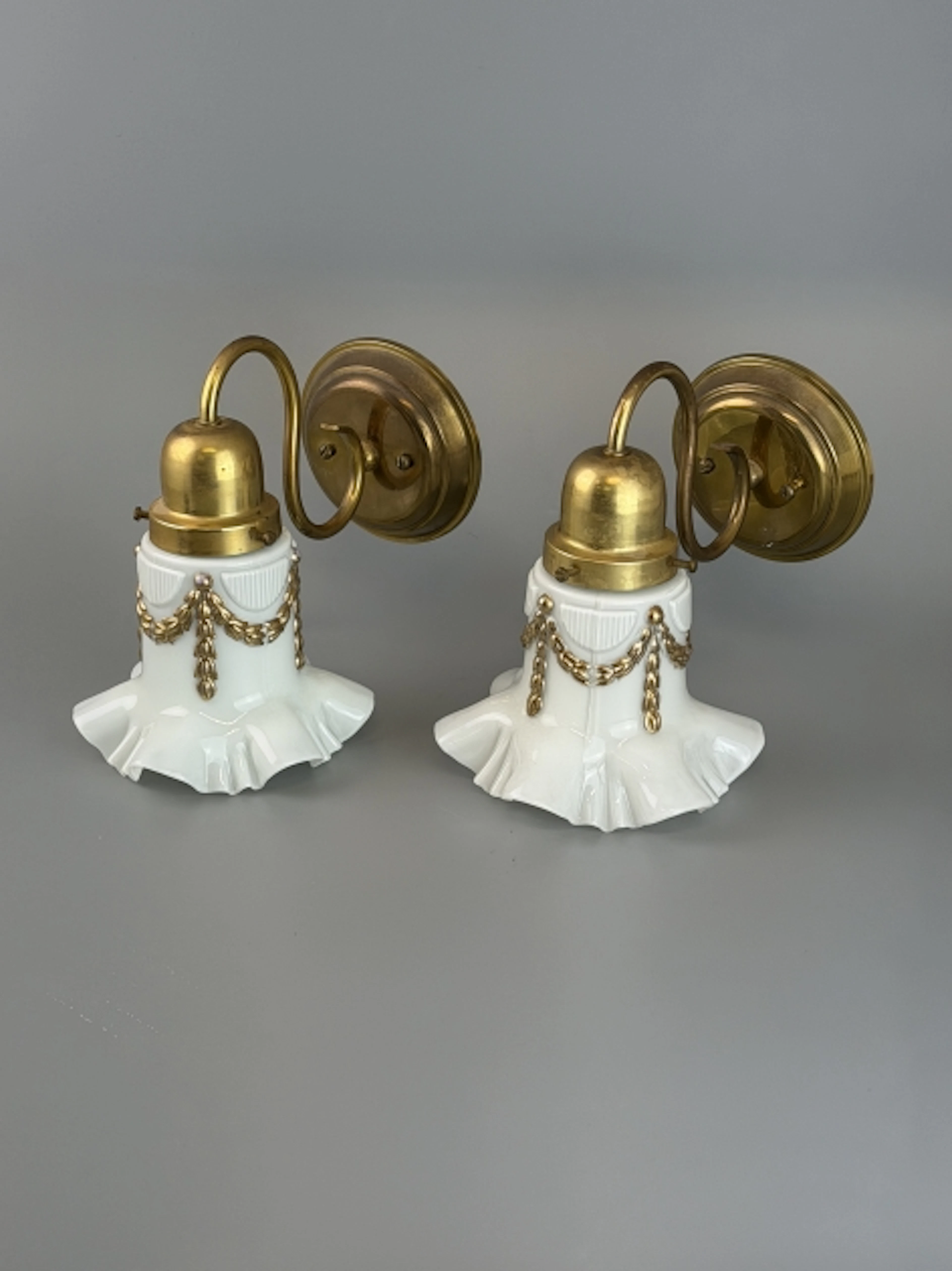 Vägglampor,mässing, glas, Konsthantverk, Tyringe