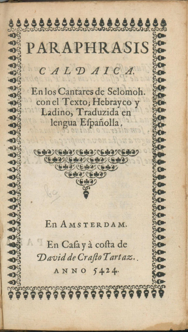Shir HaShirim and Pirkei Avot, Translated into Ladino and Spanish
