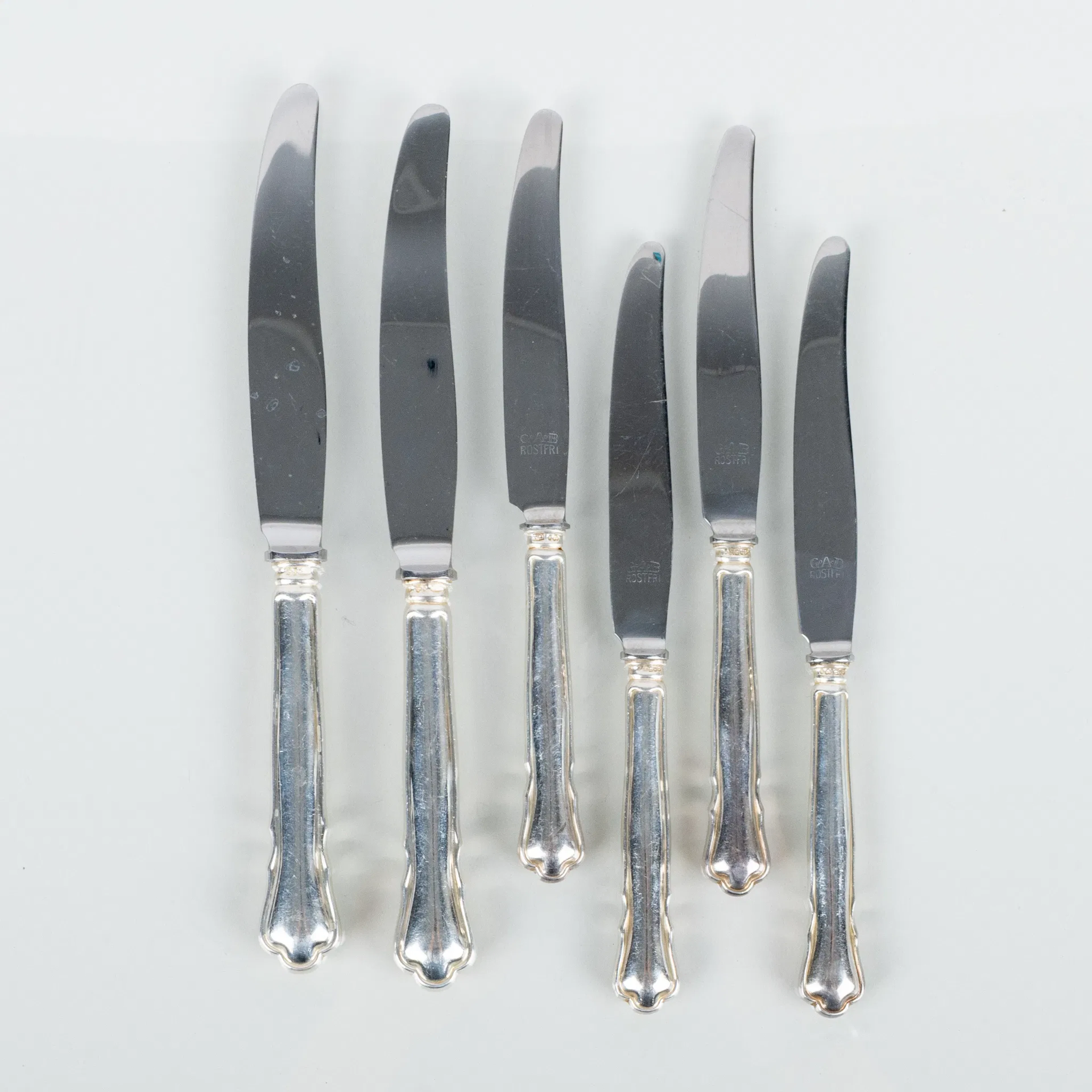CAÑOS, 6 piezas, plata, GAB, 1900s