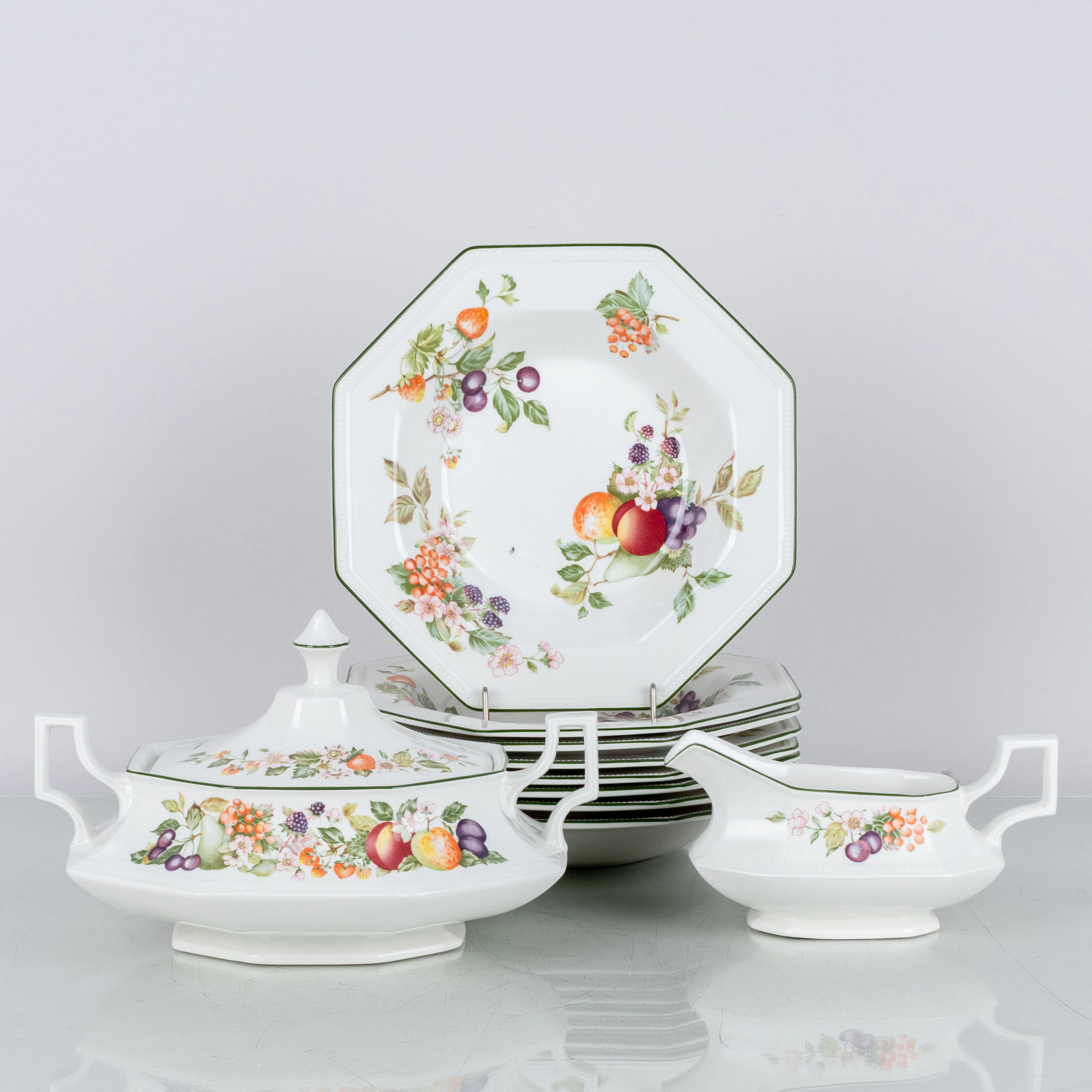 BESTECK, 10-teiliges Porzellan, "Fresh Fruit", Johnson Brothers, England