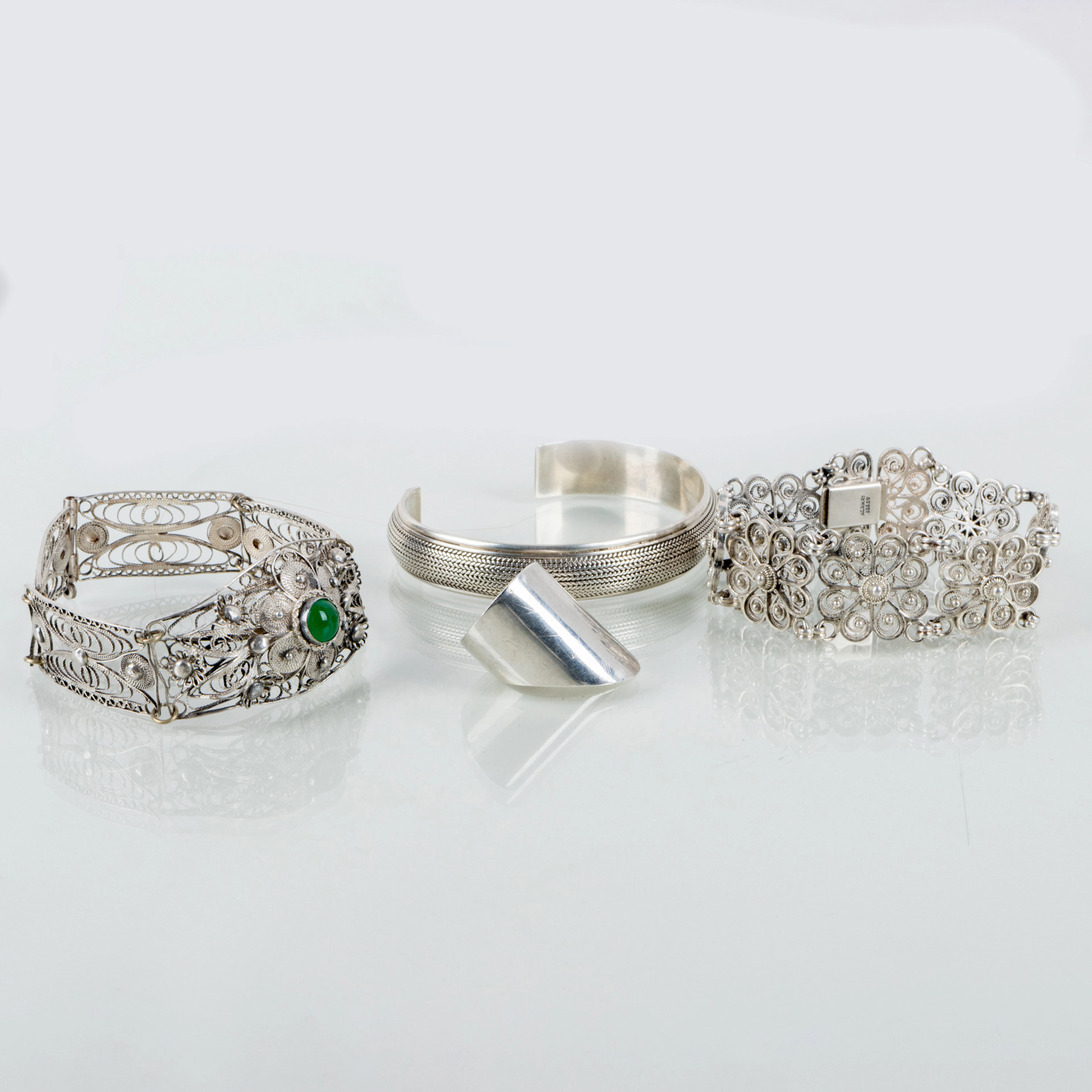 COLLEZIONE DI GIOIELLI, 4 pezzi, argento, inclusi Norvegia e Messico, 1900/2000
