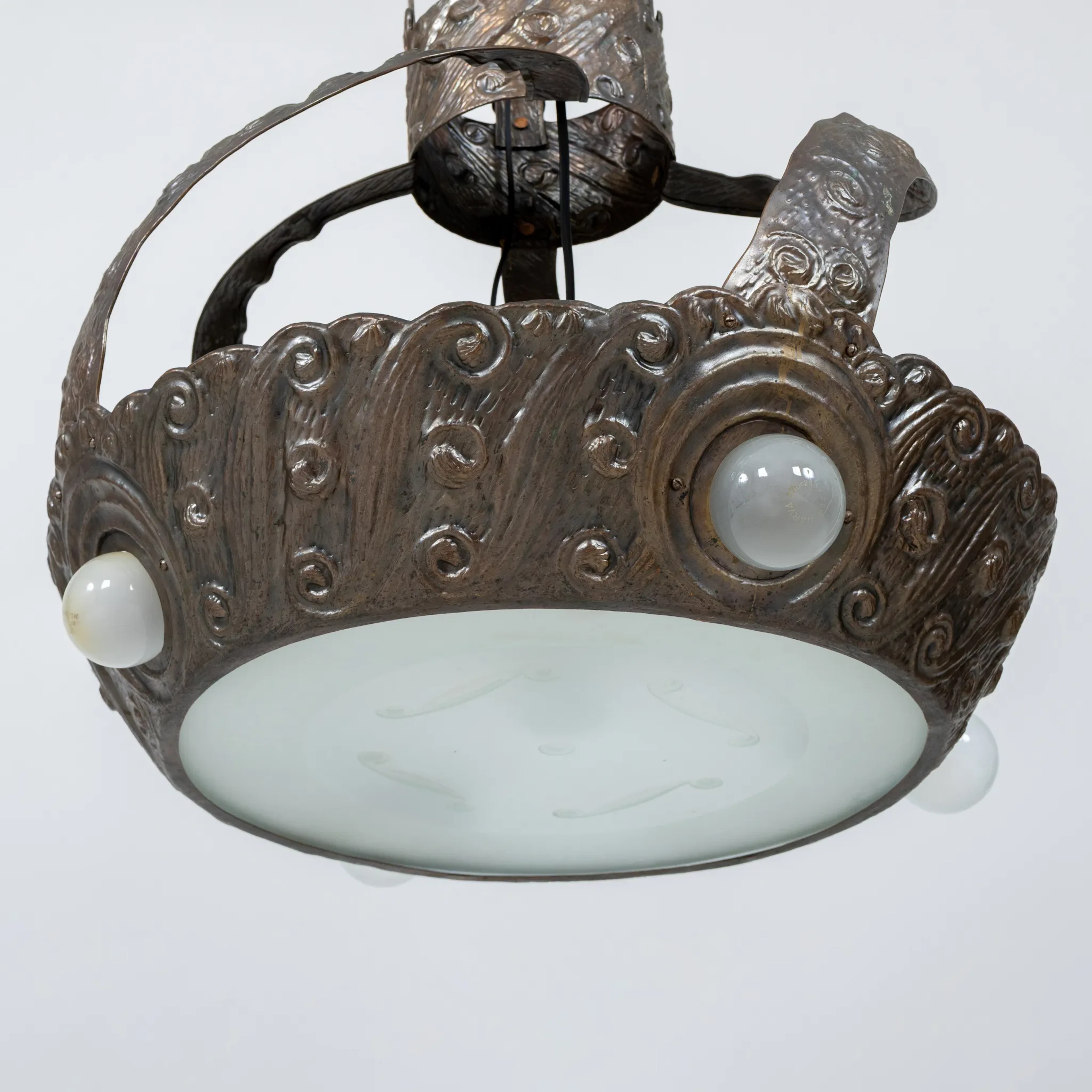 LAMPADA A SOFFITTO, RAME, Art Nouveau, circa 1900