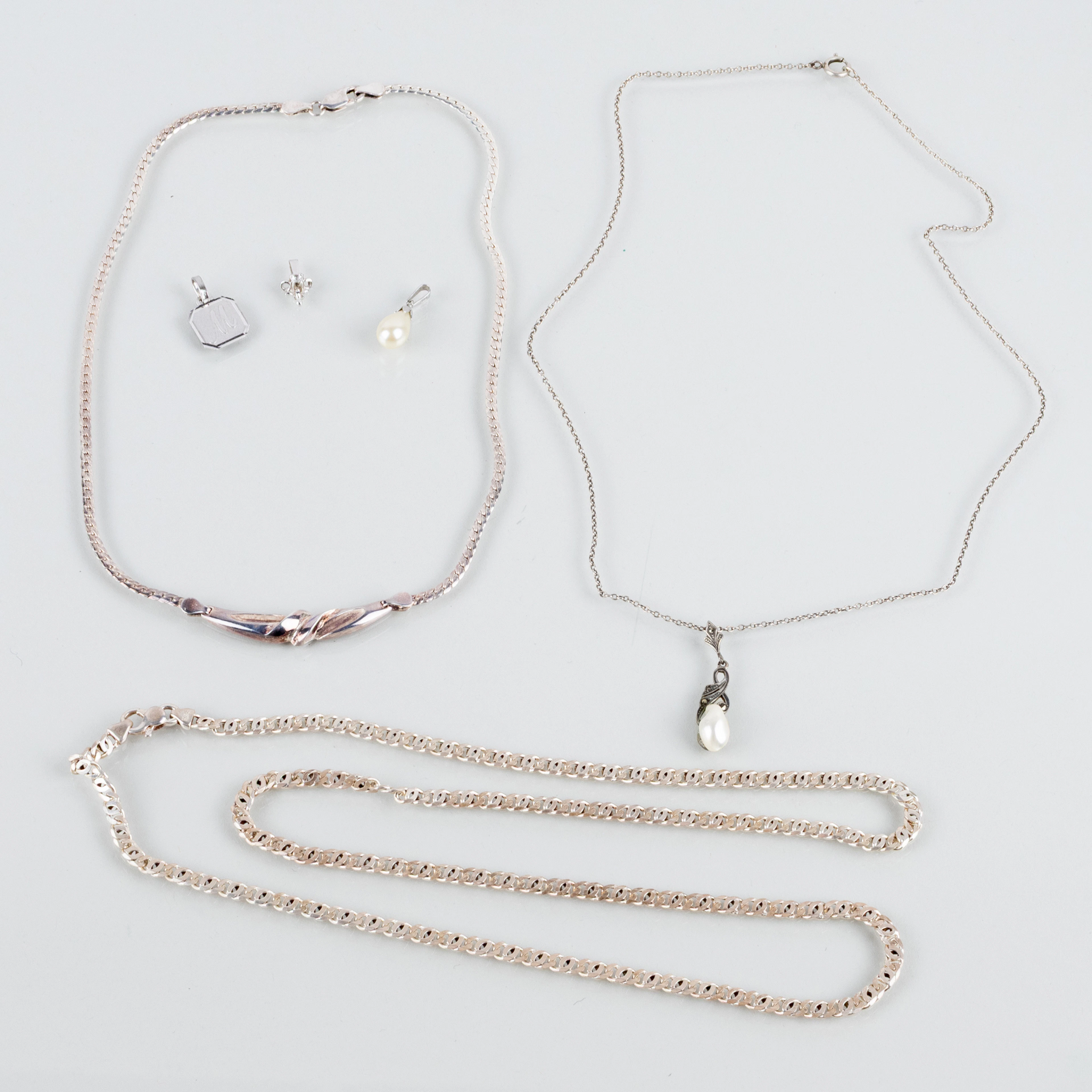 COLLEZIONE DI GIOIELLI D'ARGENTO, 6 pezzi, argento