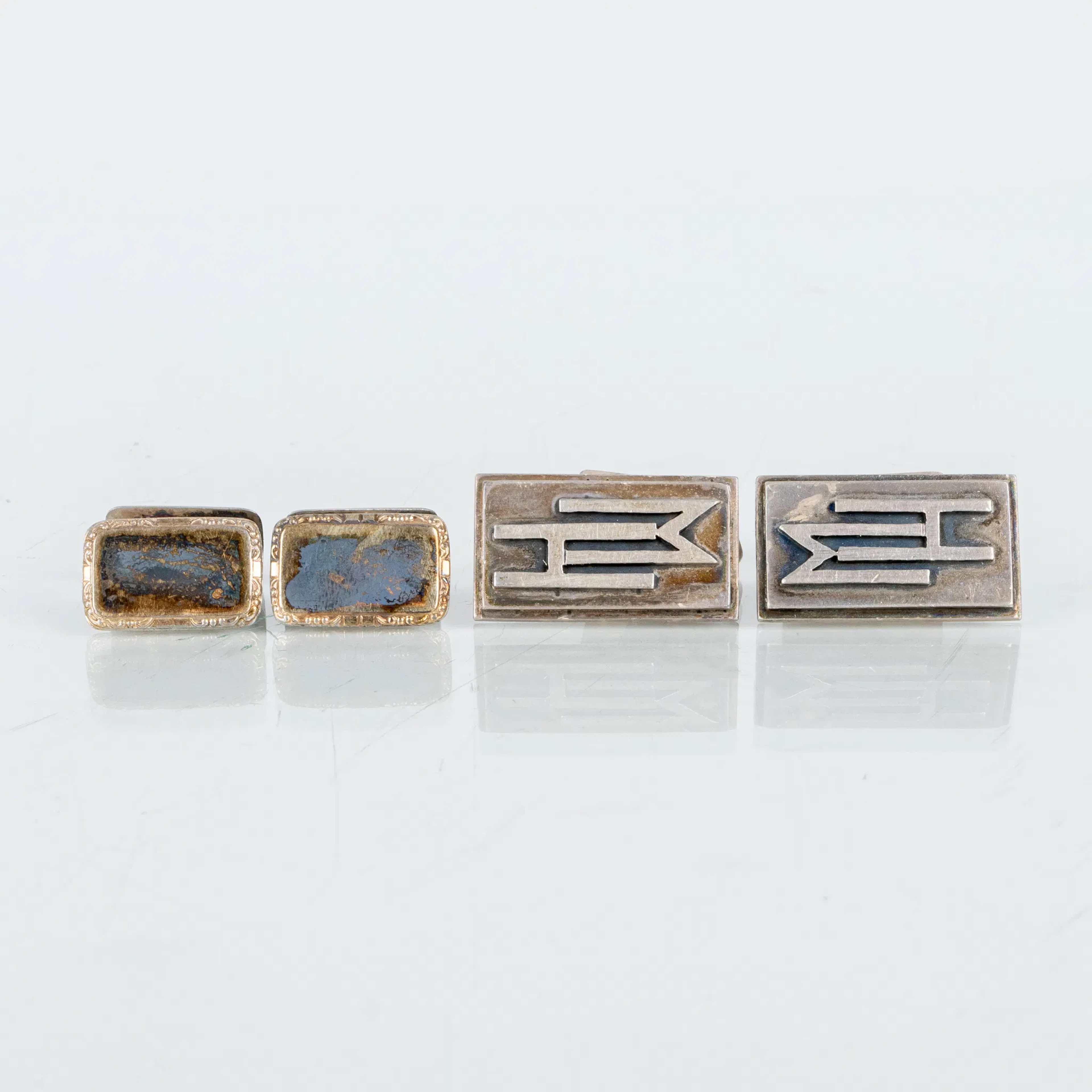 GEMELOS, 2 pares, plata, K&EC, Gotemburgo 1955 y Stefan Goldsmith's Studio