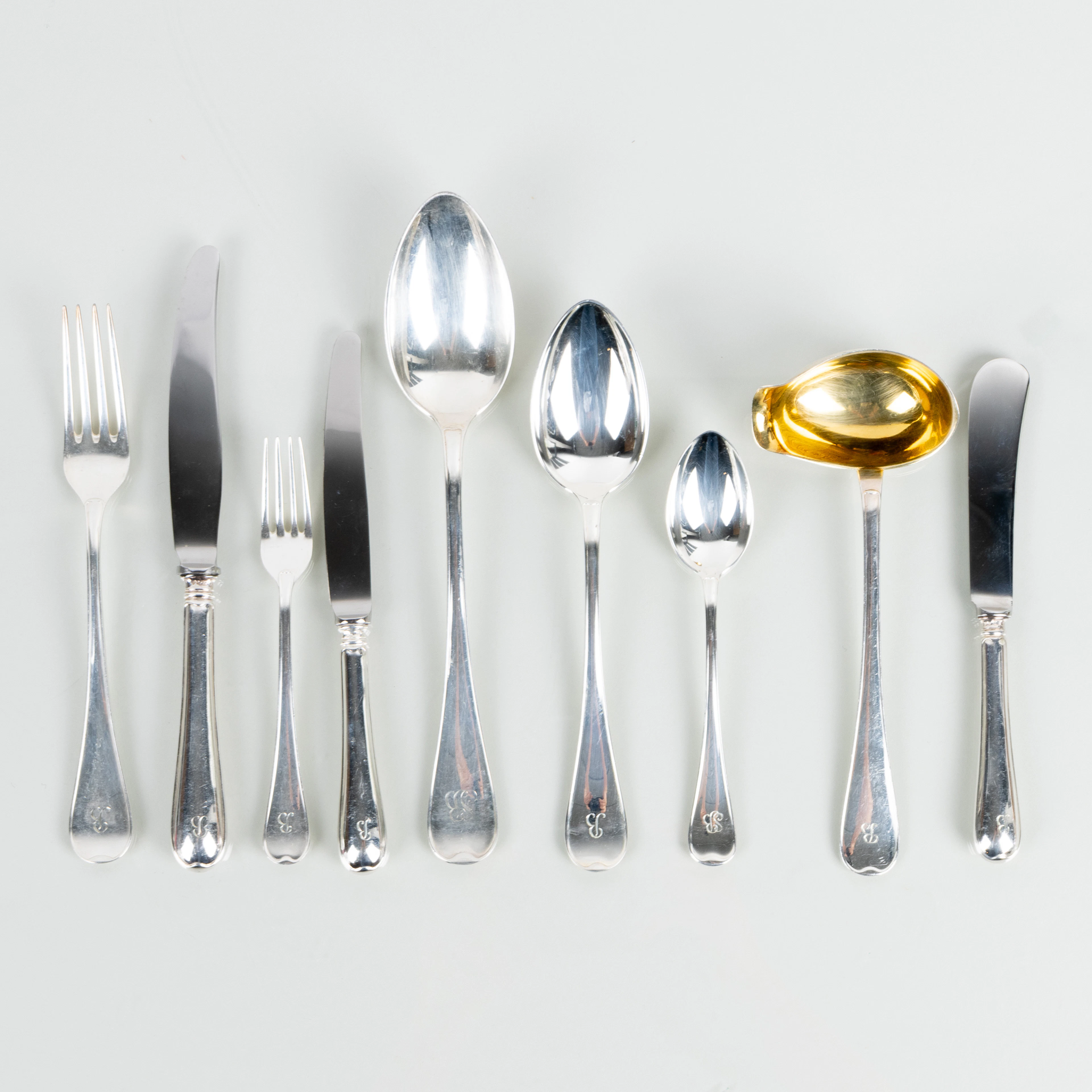 SET DI POSATE, 92 pezzi, argento, per 12 persone, GAB, Stoccolma 1965