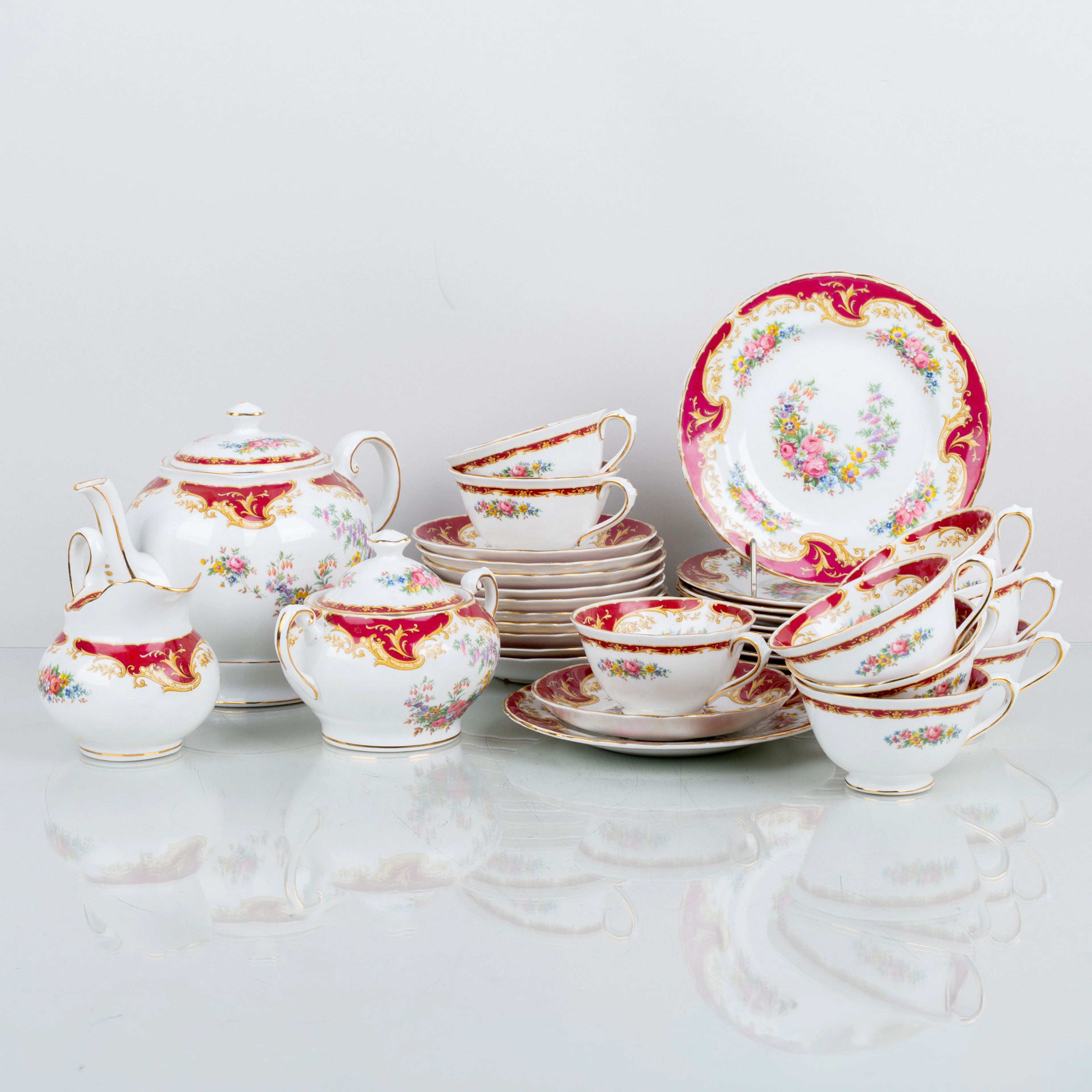 Juego de té, 24 piezas, porcelana, "Nápoles", Toscana, Inglaterra, siglo XX