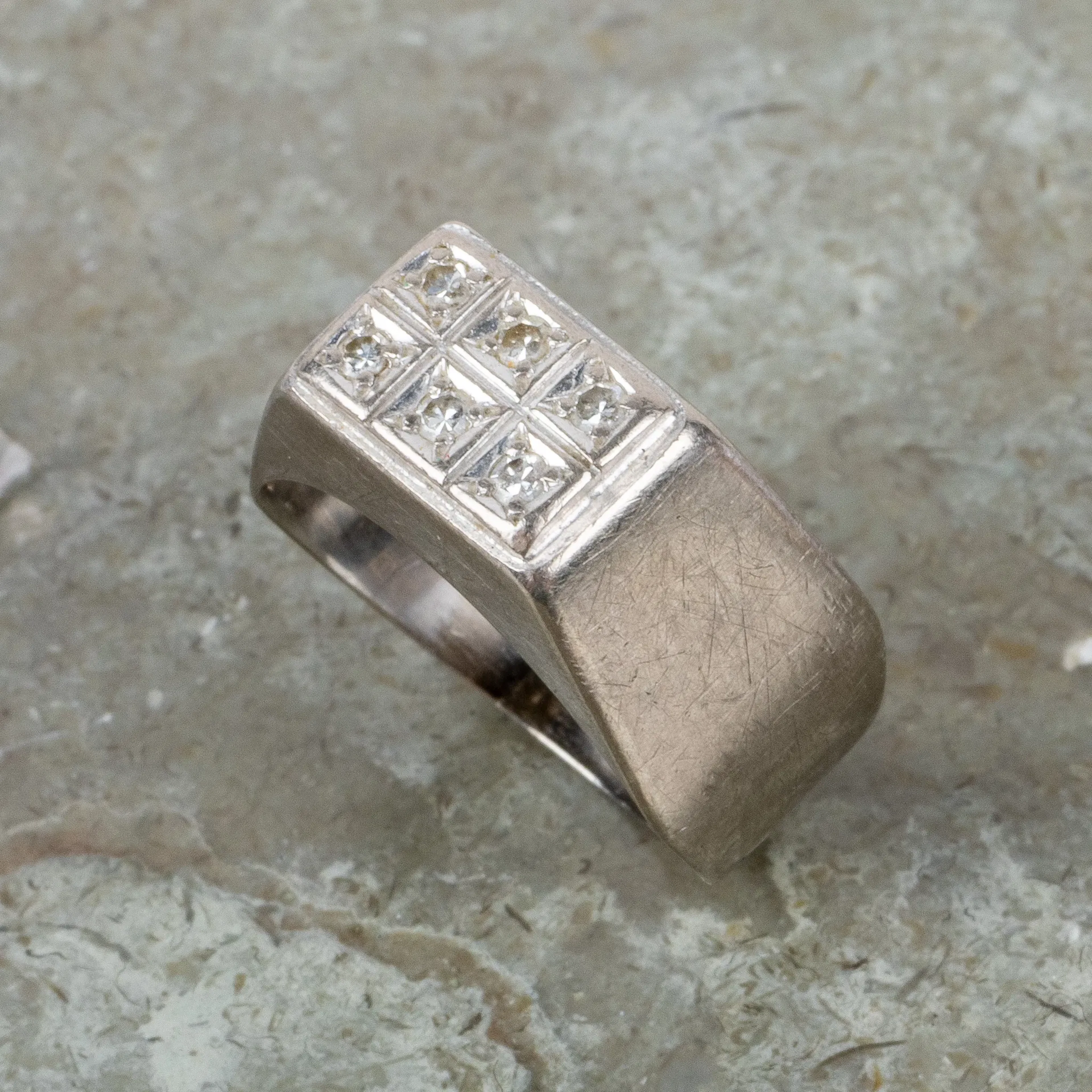 ANELLO, oro bianco 18 carati, con 6 diamanti ottagonali fino a 0,10 ct, K &