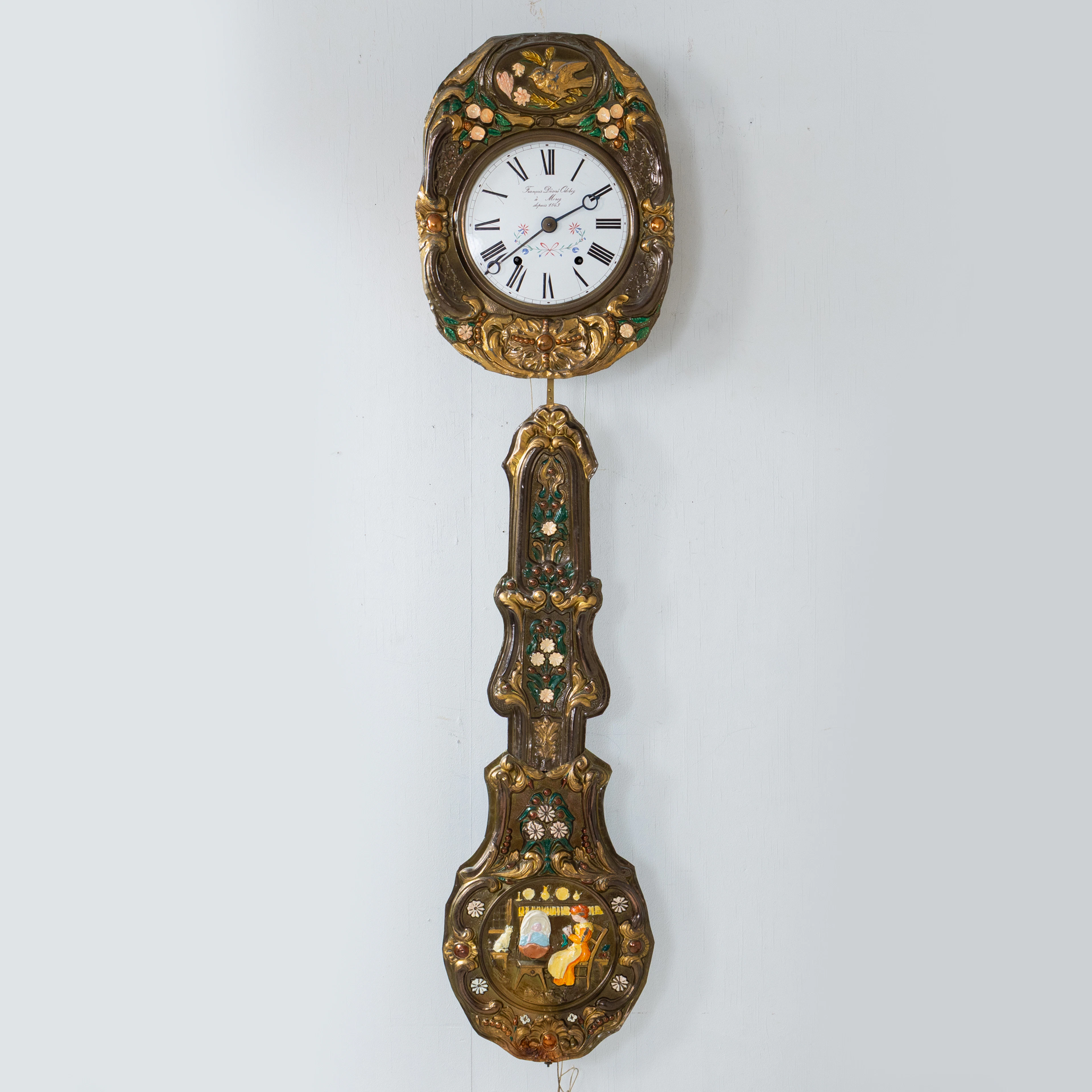OROLOGIO DA PARETE, metallo dipinto, 1800
