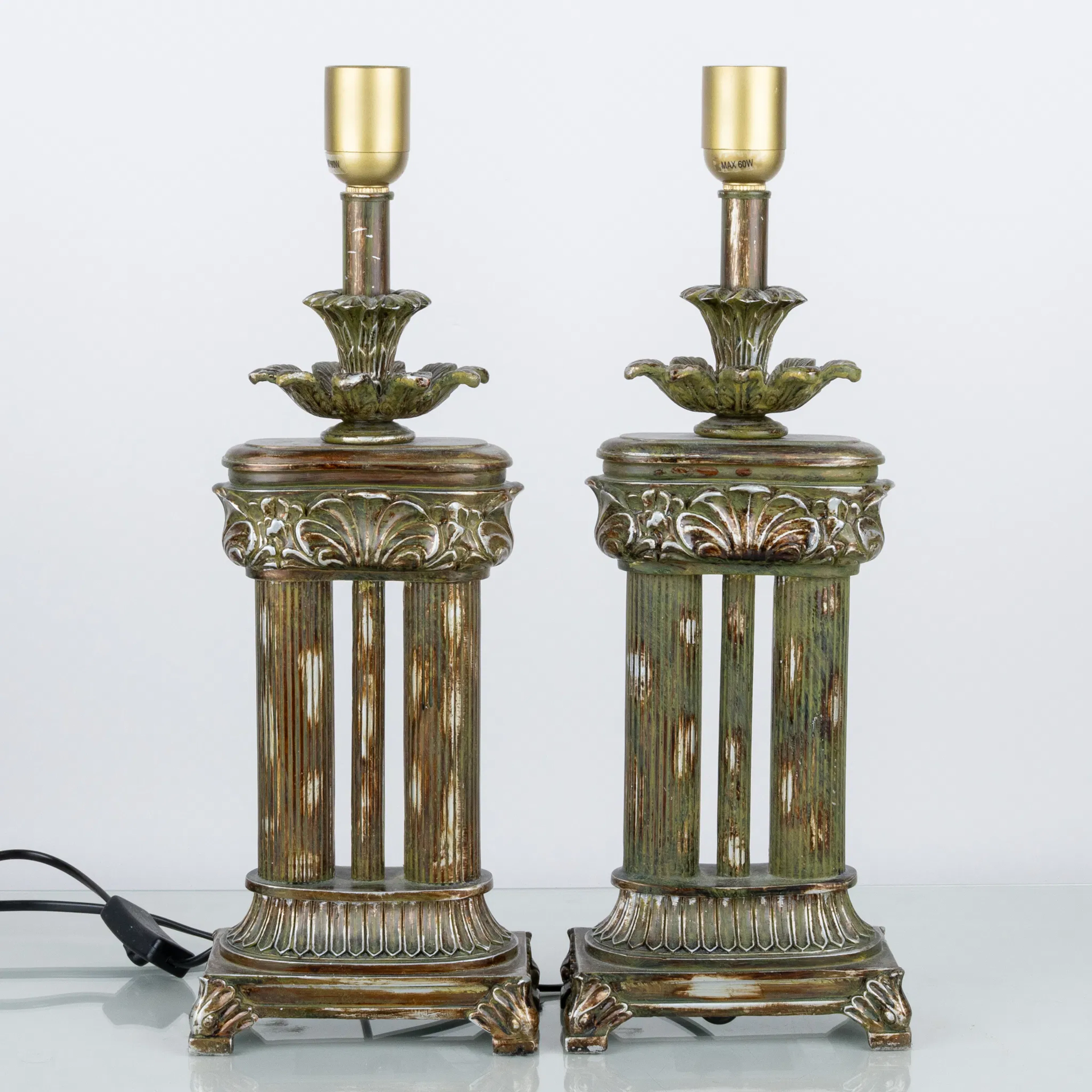 BASI PER LAMPADE DA TAVOLO, 1 paia, fusioni, Aneta, fine 1900