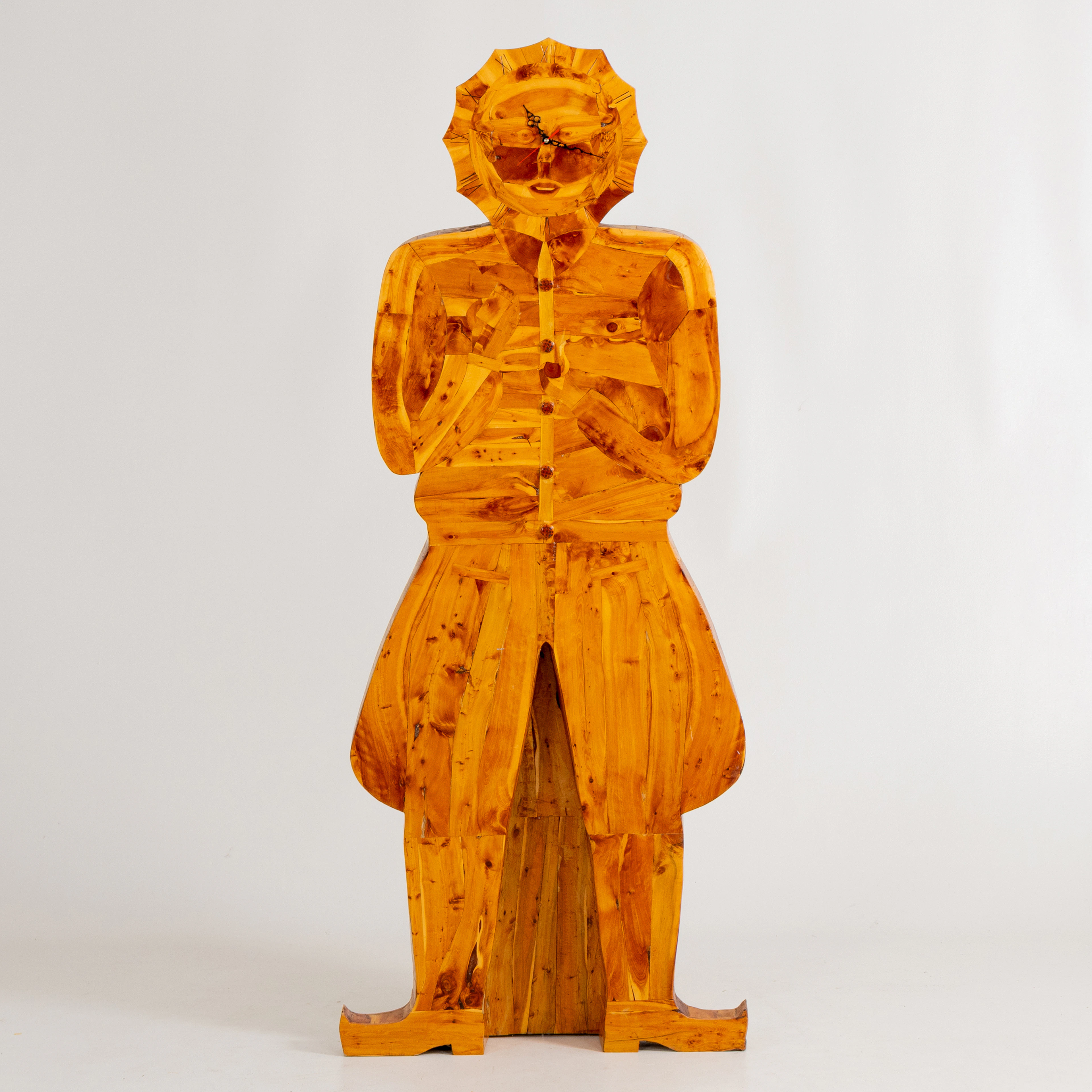 RELOJ DE PIE / ESCULTURA, MADERA, segunda mitad del siglo XX