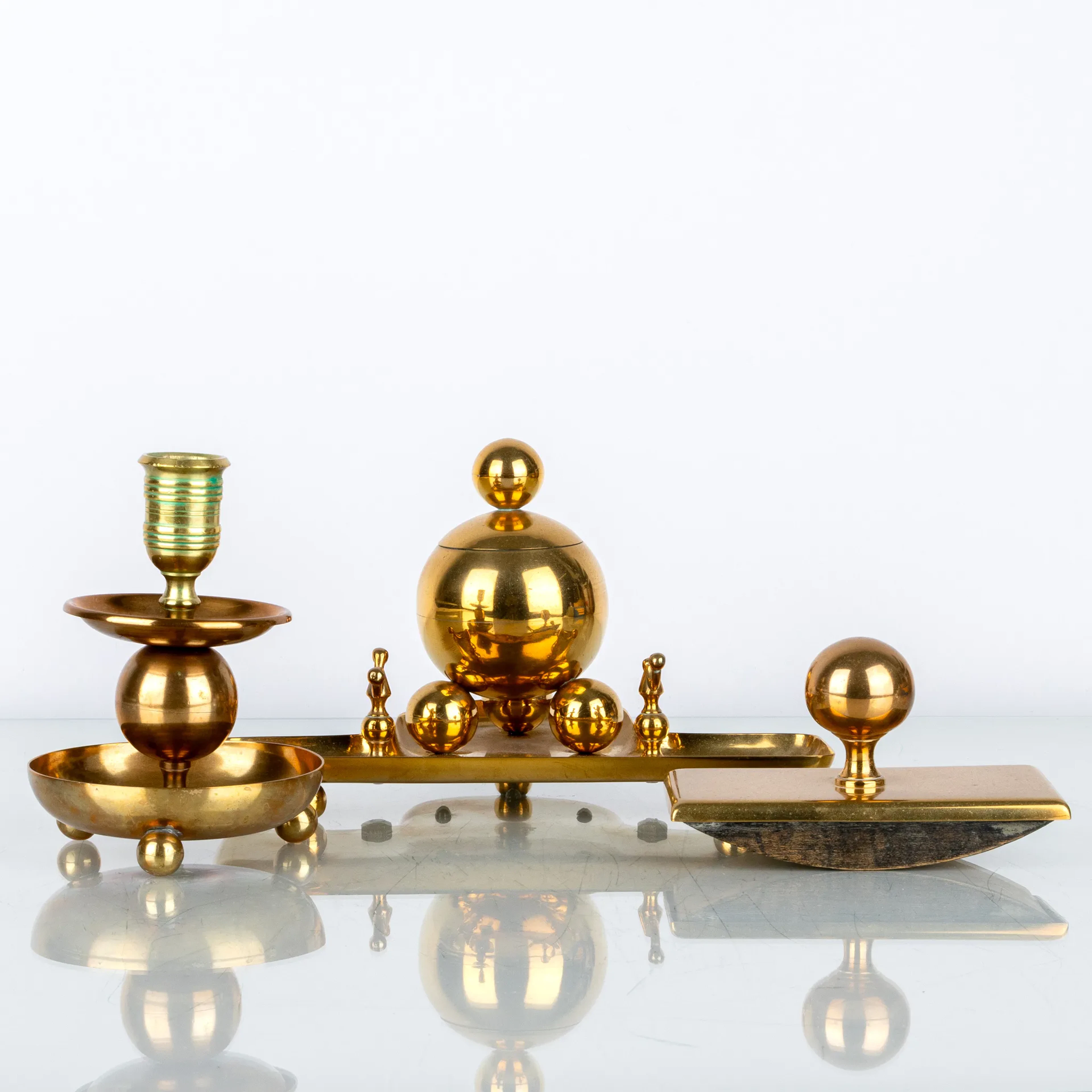 WRITING SET, 3 pieces, brass, blue No 037, Gusum
