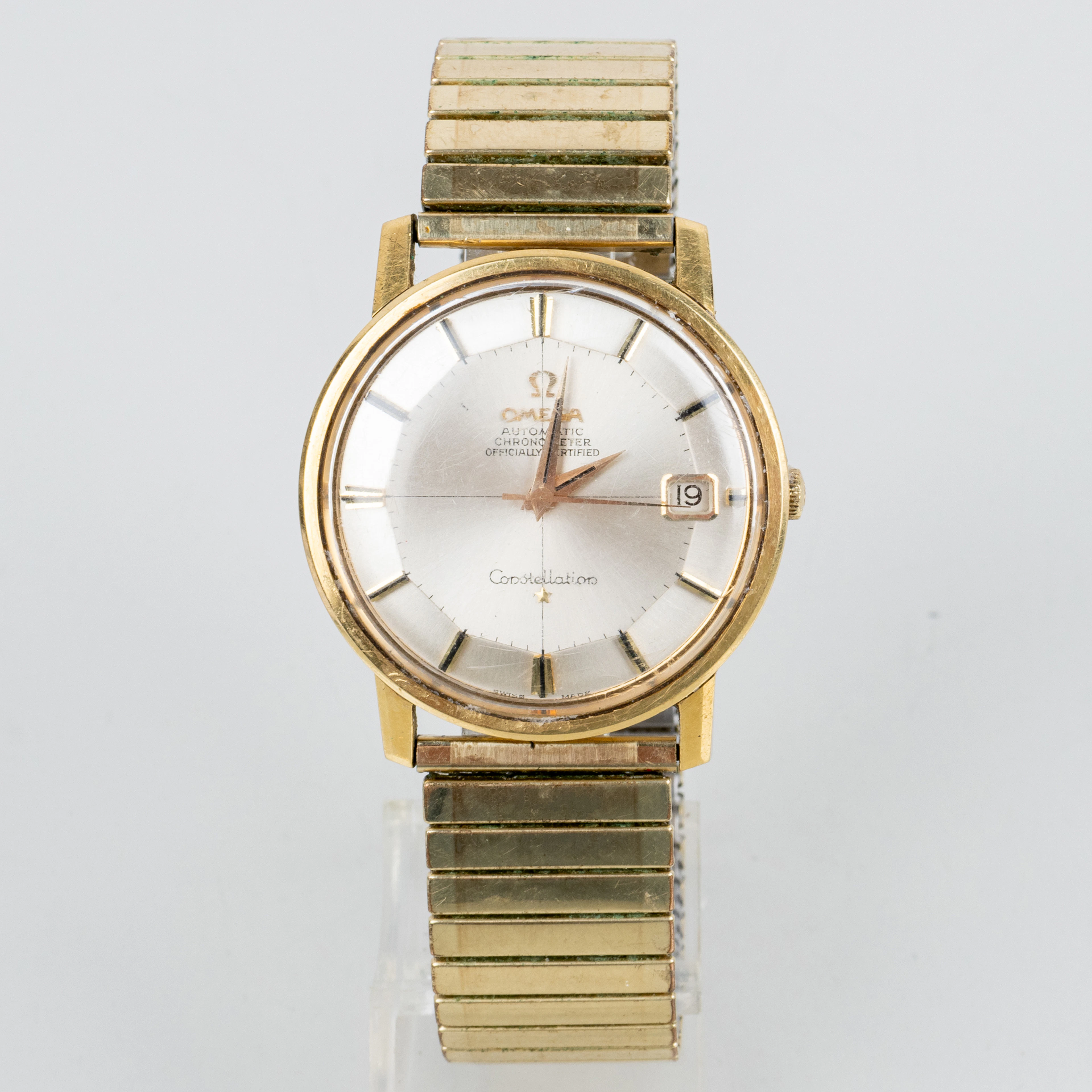 OMEGA CONSTELLATION, reloj de pulsera masculino, oro 18 quilates, "Pie-pan"
