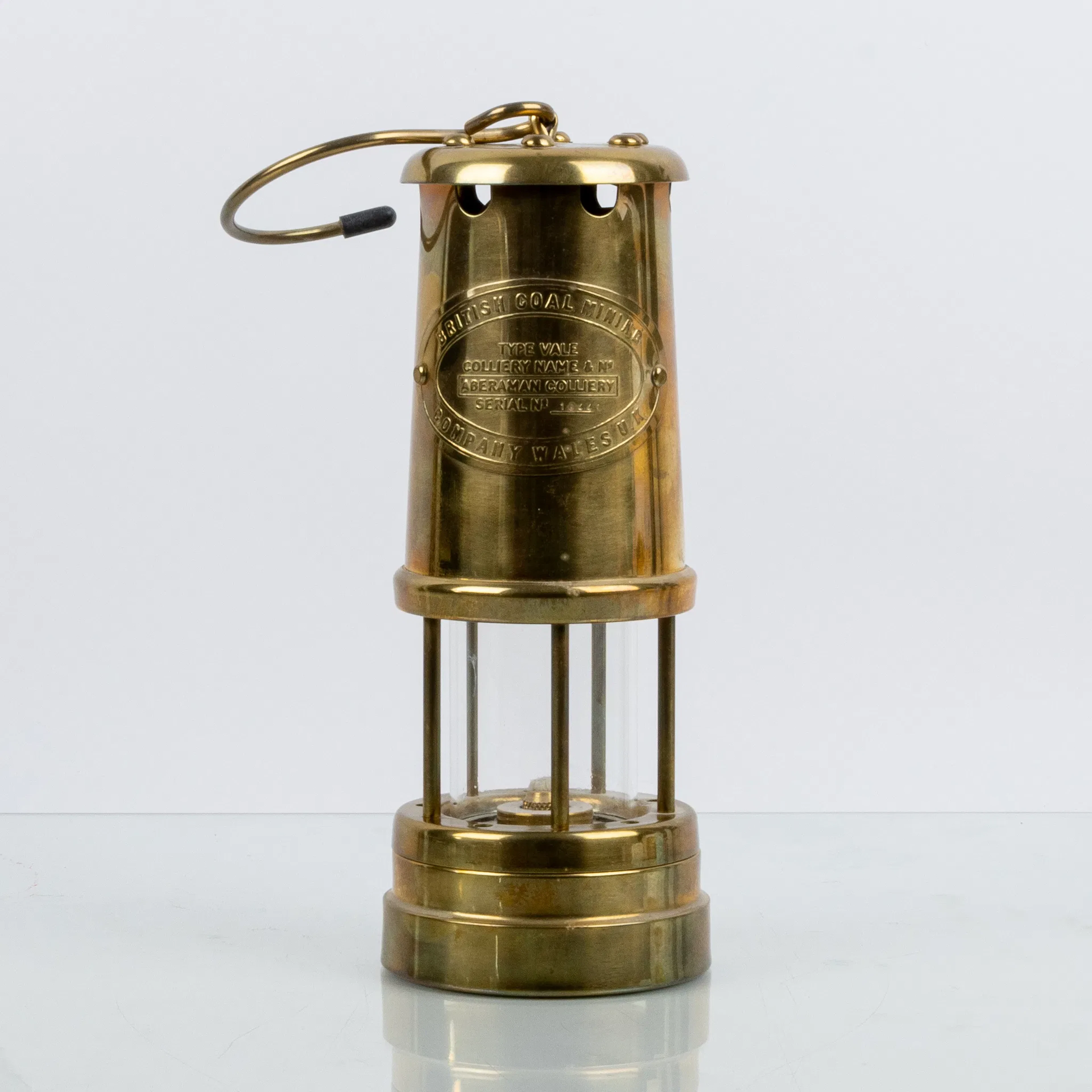 LANTERNE DE MINERIE, laiton, British Coal Mining Company Pays de Galles Royaume-Uni, années 1900